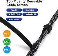 Vista 6 de Bridas de cable reutilizables, 126 unidades de 20.3 cm, bridas ajustables para cables, organizador de cables, envoltura de cable y gancho de gestión