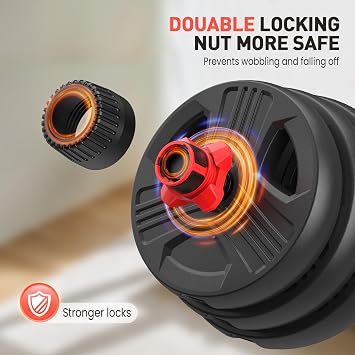UKEEP Adjustable Dumbbells, 20/30/40/55/60/70/80/90lbs Free Weights Dumbbells Convertible 2 or 3 in 1 Set Used as Barbell, Kettlebells, A Pair of Lightweight for Home Gym
