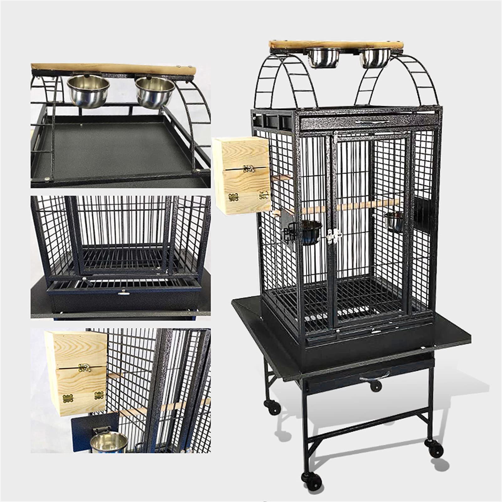 TOMYEUS Klatka wielka papuga Macaw Canary Finch hodowla ptaków metalu kolor żyły czarny artykuły dla zwierząt