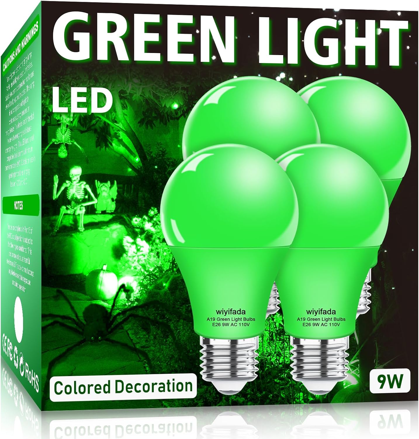 Green 9W LED Decorative Light Bulbs, 4-Pack