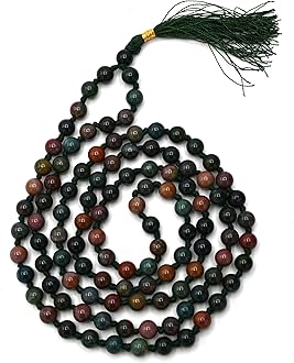 Crystal Japa Mala - 108 Beads Buddhist Prayer Beads - AAA Grade Original Healing Gemstone Agate Mala for Yoga Meditation Spiritual Reiki Feng Shui