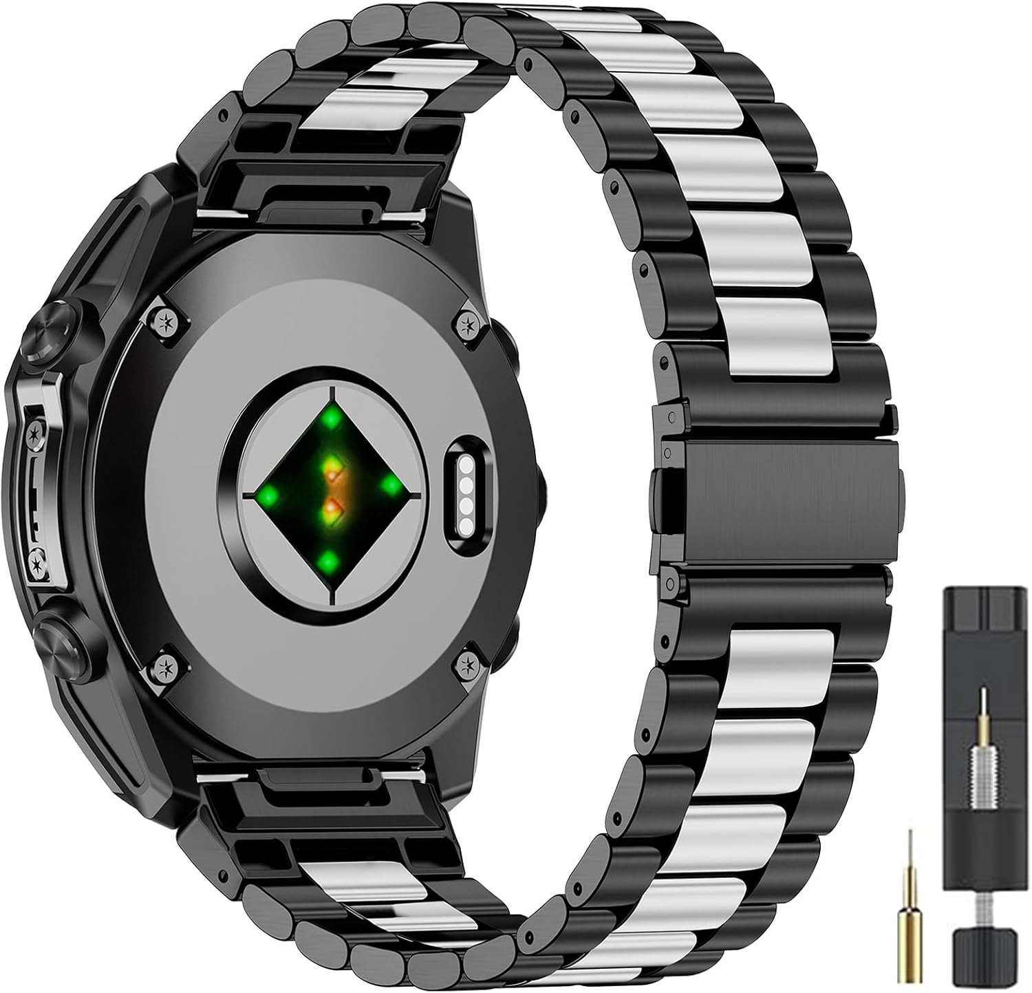 22mm Stainless Steel Metal Band Compatible with Garmin Fenix 8 Pro tactix 8 47mm/E/7/6/pro/5/Plus,Quick-fit Watch Strap for quatix 8 47mm 7/Pro/6/Forerunner 970/965/955/Descent G2 G1 Solar