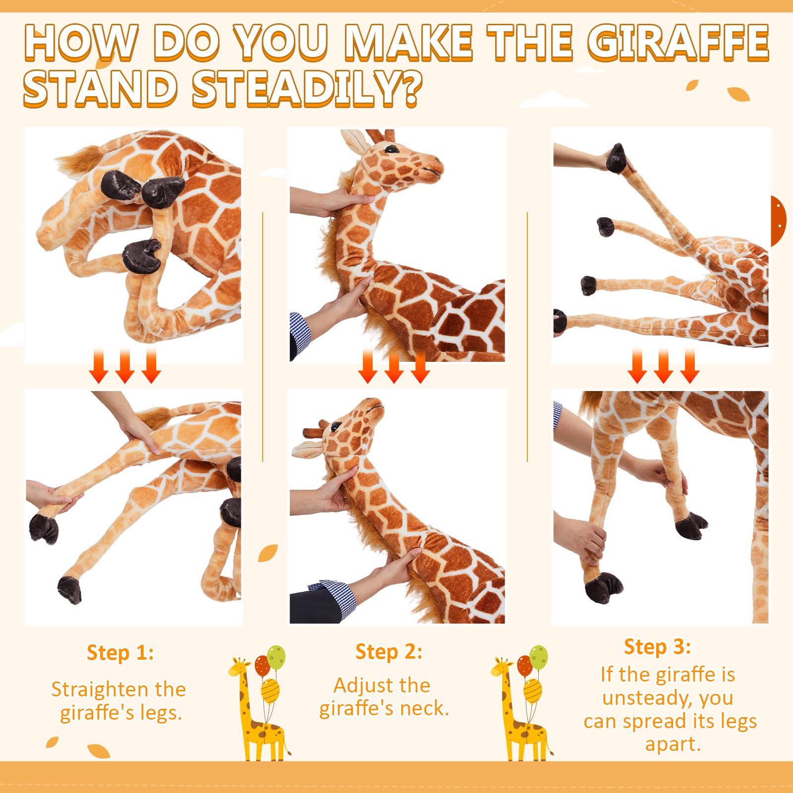 Meooeck Giraffa gigante da 80 cm, grande peluche per bambini, realistica, per compleanno, decorazione per la casa