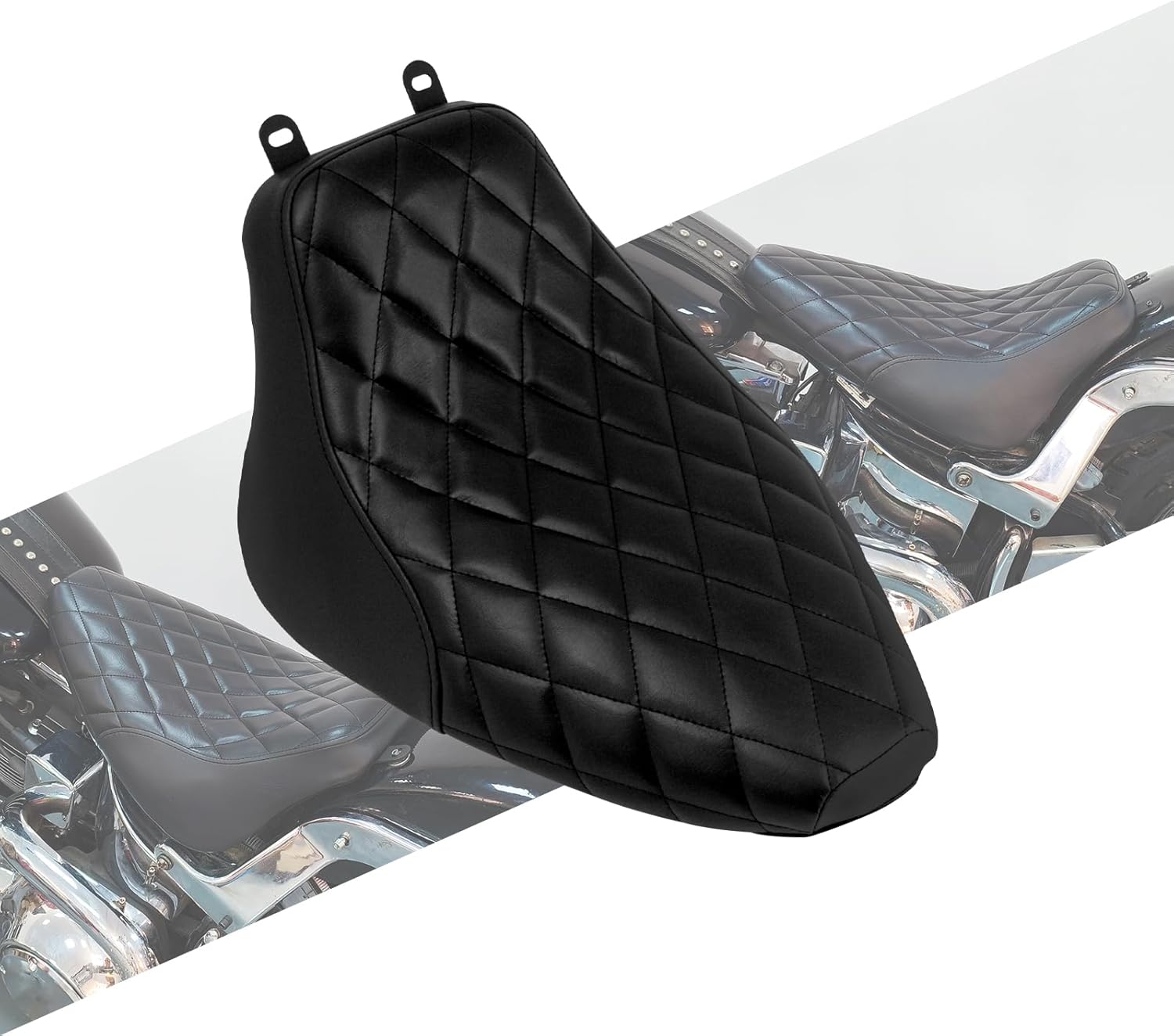 Motorcycle Front Driver Leather Cushion Pillion Seat Solo Seat Fit For Harley Heritage Softail Classic FLSTC Softail Deluxe FLSTN 2006-2017 (Black Stitching)