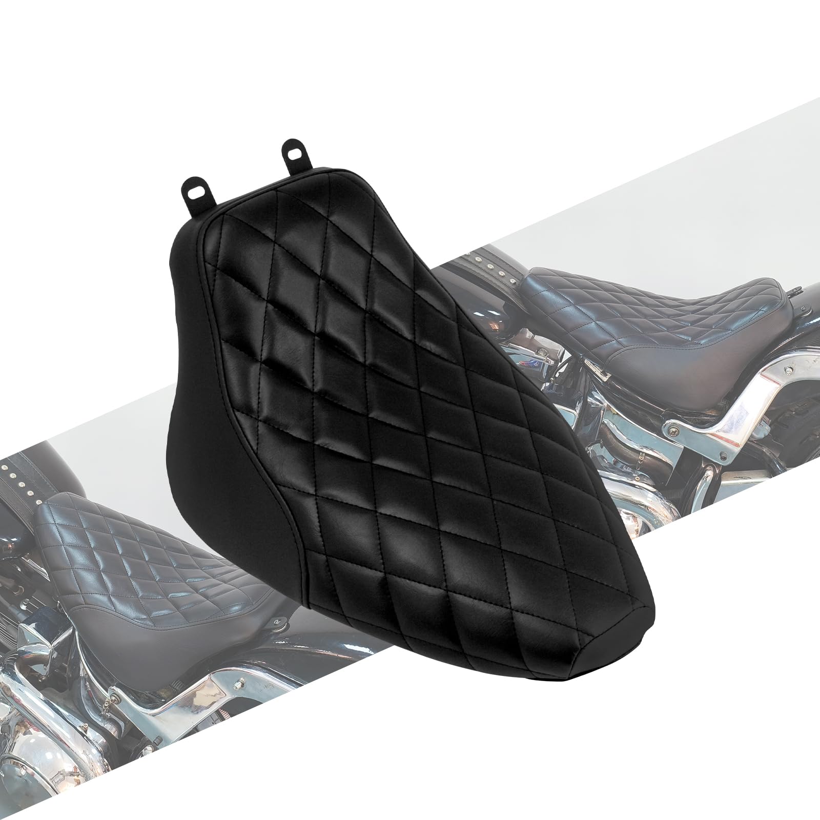 HCmotorku Motorcycle Front Driver Leather Cushion Pillion Seat Solo Seat Fit For Harley Heritage Softail Classic FLSTC Softail Deluxe FLSTN 2006-2017