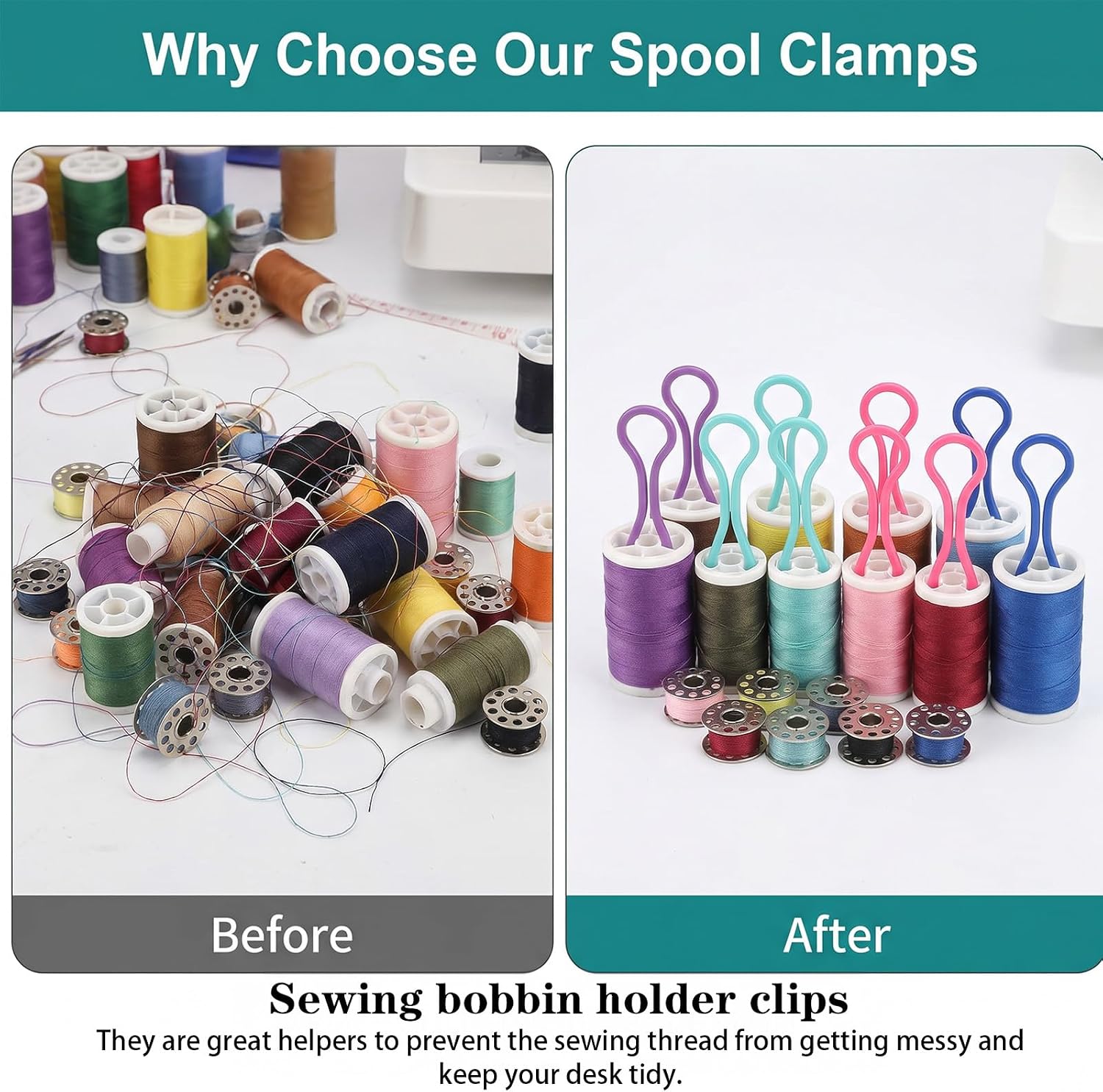 Quvvarly 50 PCS Plastic Sewing Bobbins Thread Holder, Bobbin Organizer Holder Accessories and Supplies for Quilting Embroidery Craft Supplies