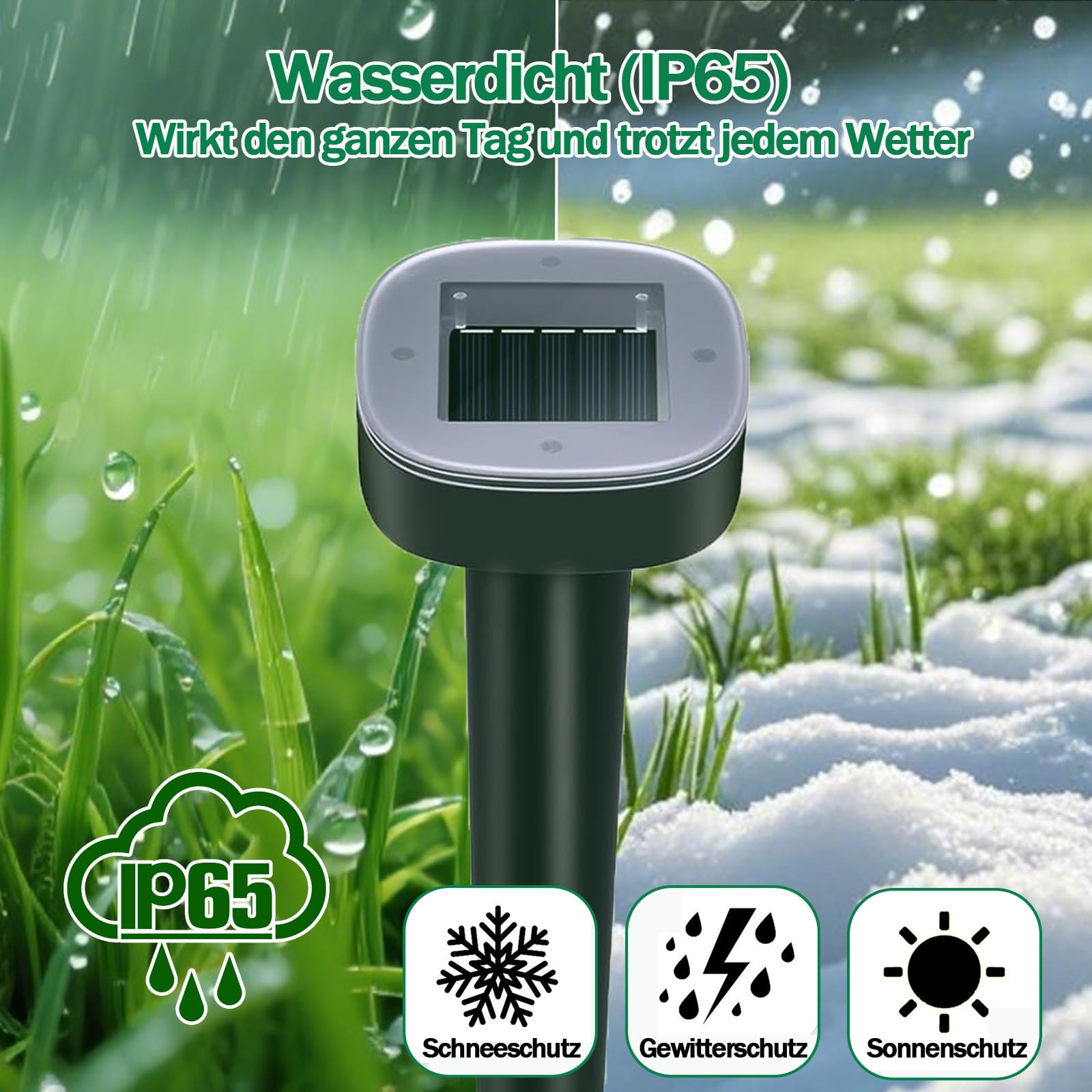 Maulwurf Vertreiber–Maulwurfschreck solar Testsieger, IP65 Geeignet zur Vertreibung von Maulwürfe und Anderen Nagetieren in Gärten Rasen (Runden 6 Pack)
