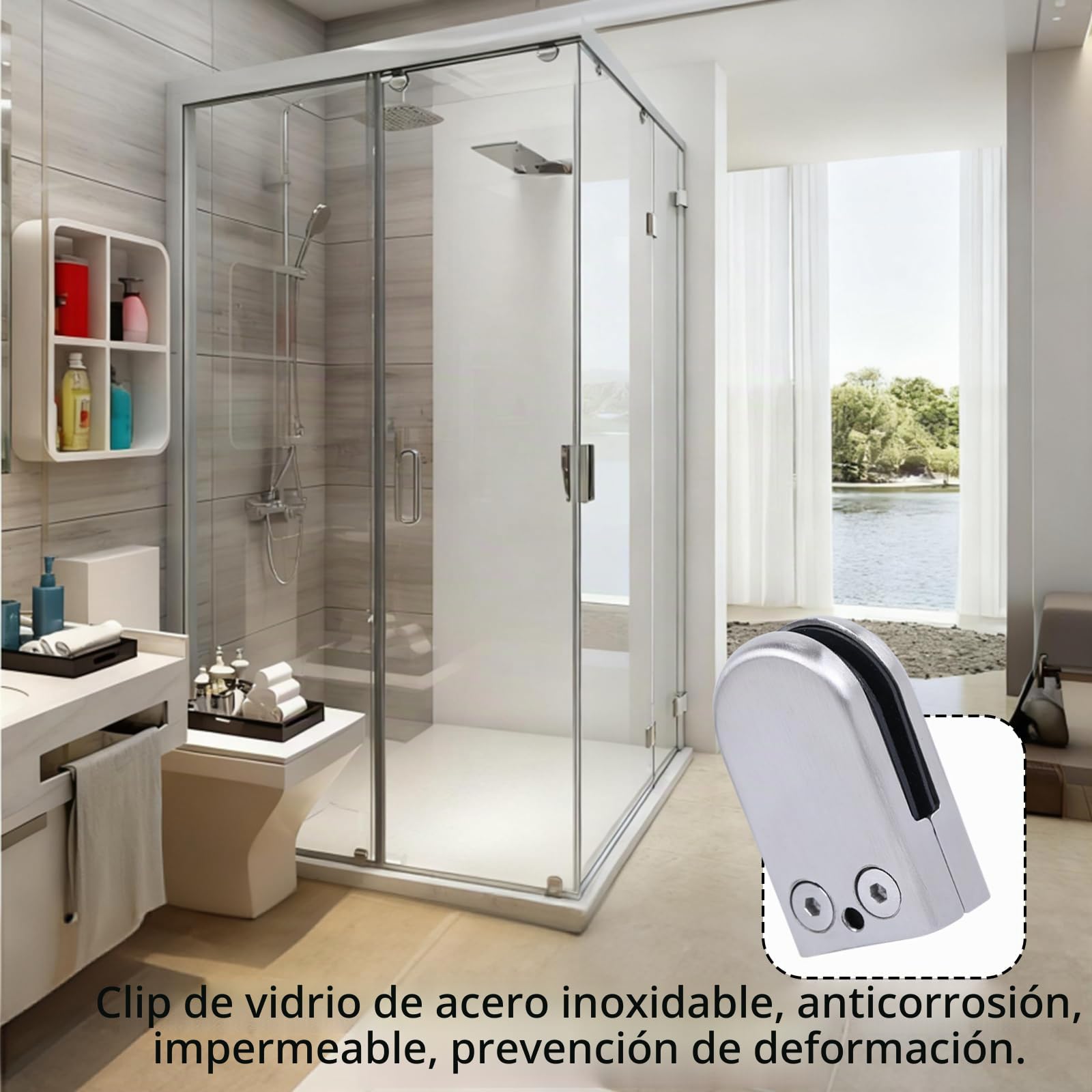 8 Pcs Abrazaderas de Vidrios, Abrazadera de Vidrio Ajustables de 8-10 mm, Soporte Estante Cristal de acero inoxidable para barandillas de escaleras con llave hexagonal