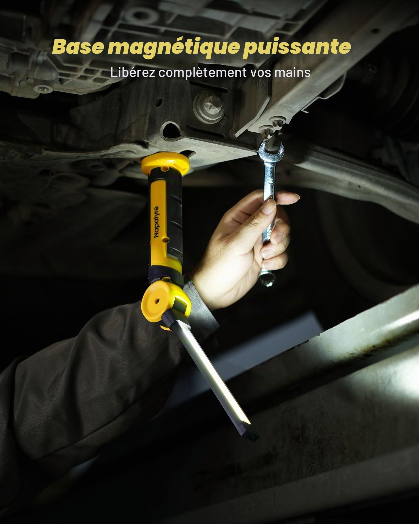 Lampe de Travail, 4000mAh Baladeuse LED Rechargeable avec Base Magnétique, Rotation à 120° Lampe Atelier, 3 Modes Lampe de Poche pour Réparation Auto/Camping/Urgence (2 Pièce)
