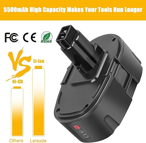 Miniatura 4 de Paquete de 2 baterías de iones de litio de 5.5Ah 18V de repuesto para Dewalt 18V XRP Ni-Cad DC9096 DC9098 DC9099 DE9039 DE9095 DE9096 DE9098 DW9095