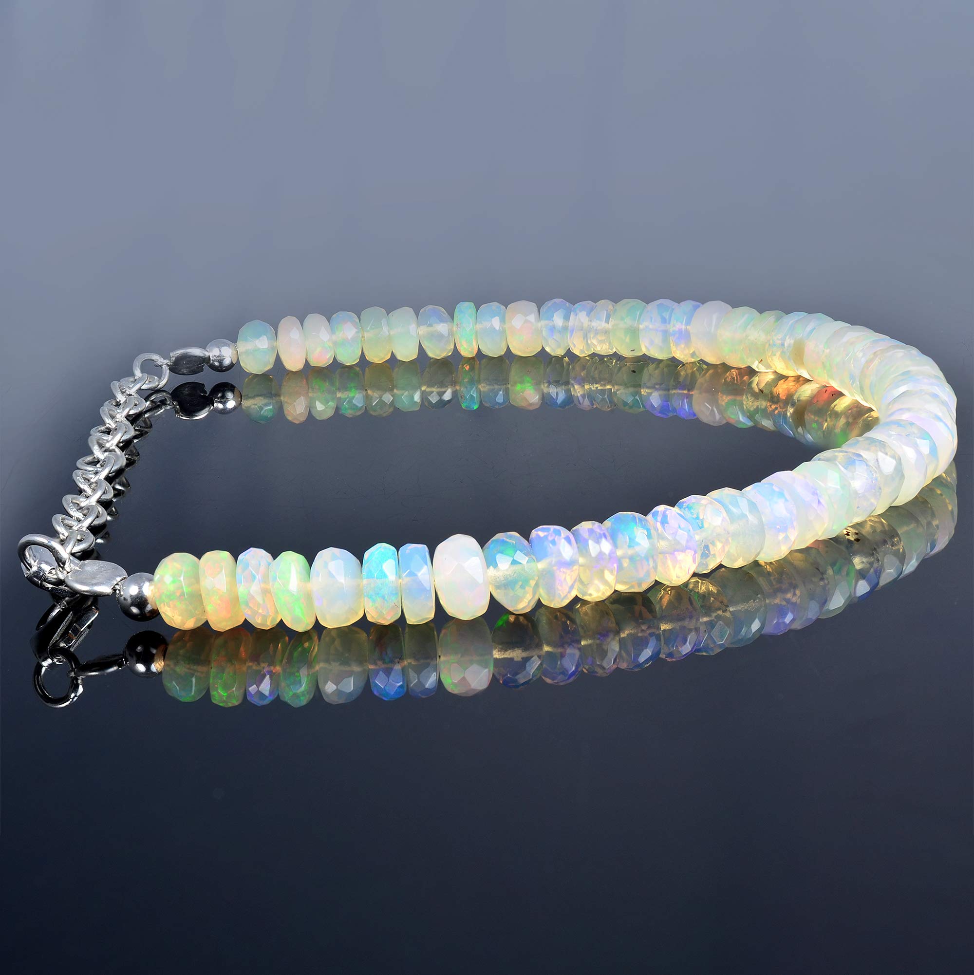 Echtes Äthiopisches Feueropal-Armband - Natürliche Perlen, 22 cm, Stein - Opal-Schmuck