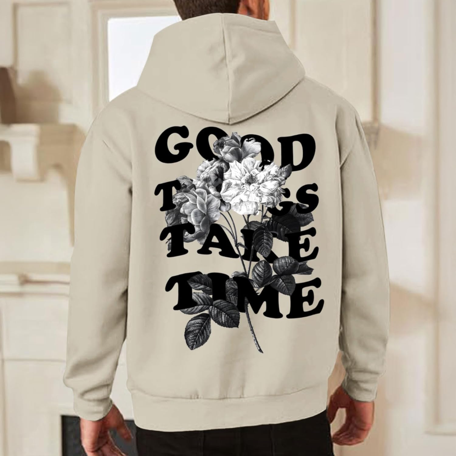 Graphic Streetwear Hoodies For Men Vintage Hoodie Inspirational Retro Floral Sweatshirt Postive Cotton Pullover Tops - Image 6