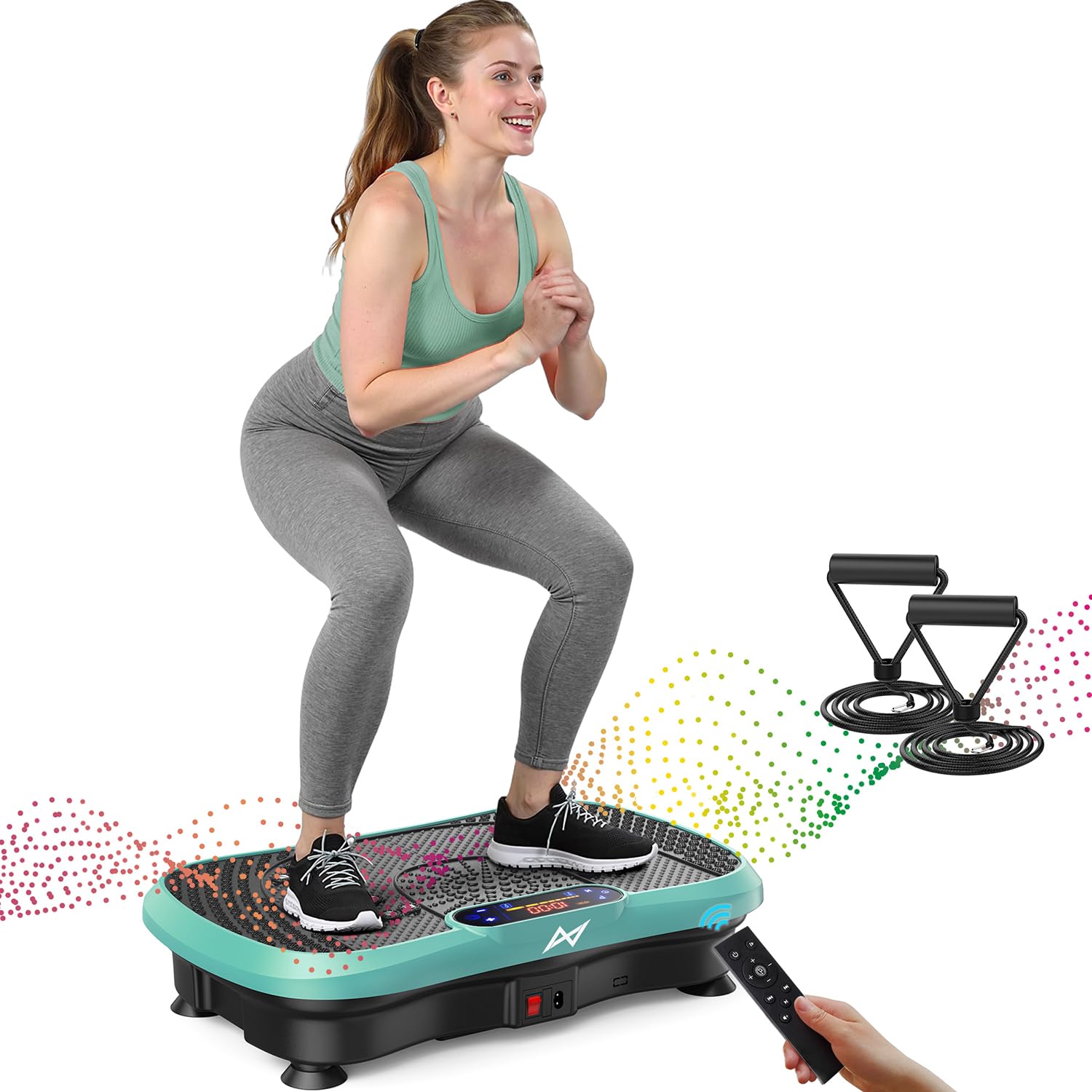 AXV Vibration Plate Exercise Machine Fitness Platform Body Vibrating Board | Curved Design 200W Powerful Oscillating 120 Level Shake Plate for Lymphatic Drainage Recovery Whole Body Toning With Handle