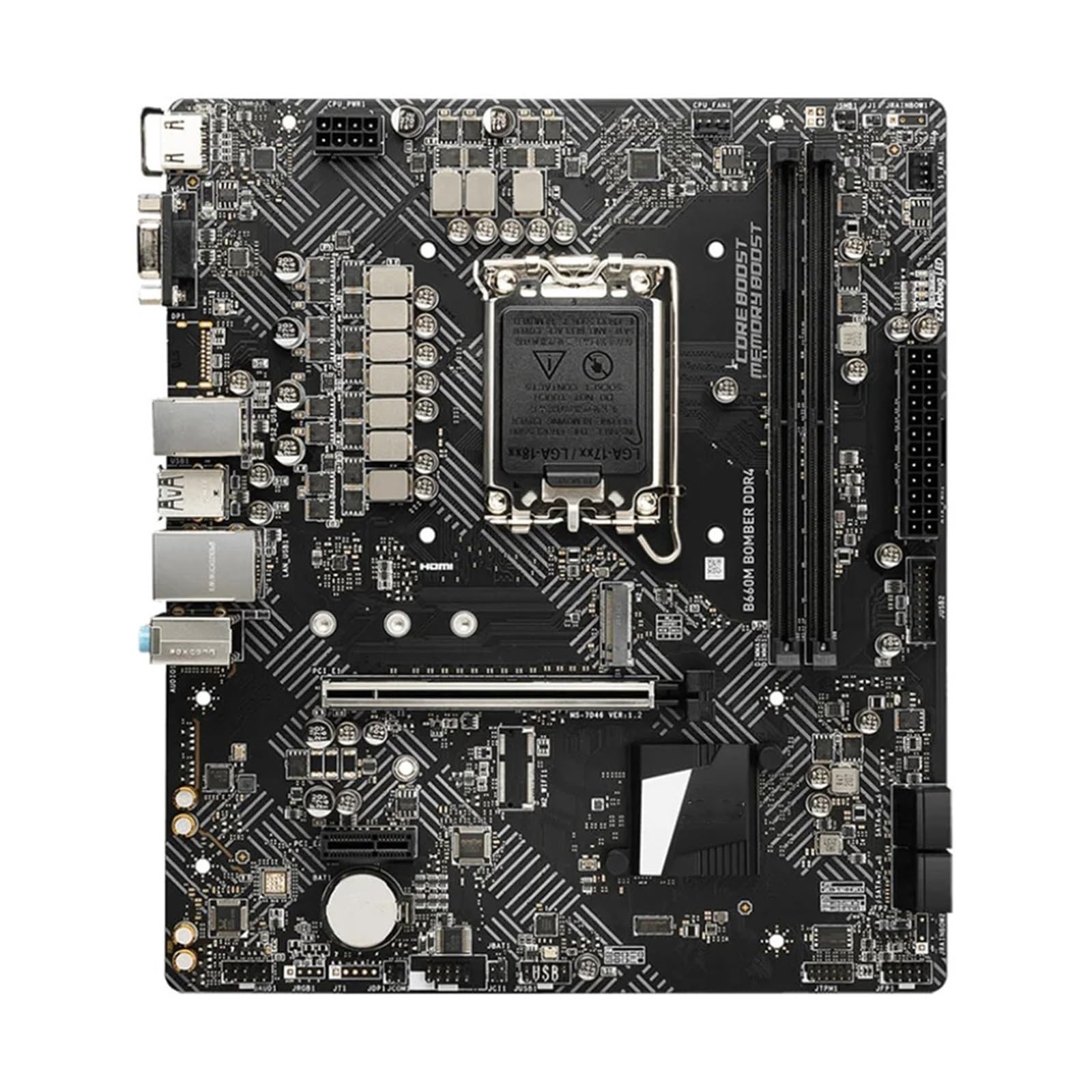 Carte Mere Carte mère, B660M Fit for MSI Bomber DDR4 LGA 1700 64 Go Prend en Charge Les processeurs i9-14900F 14600 13900F 13100F 12400F M.2 Micro ATX