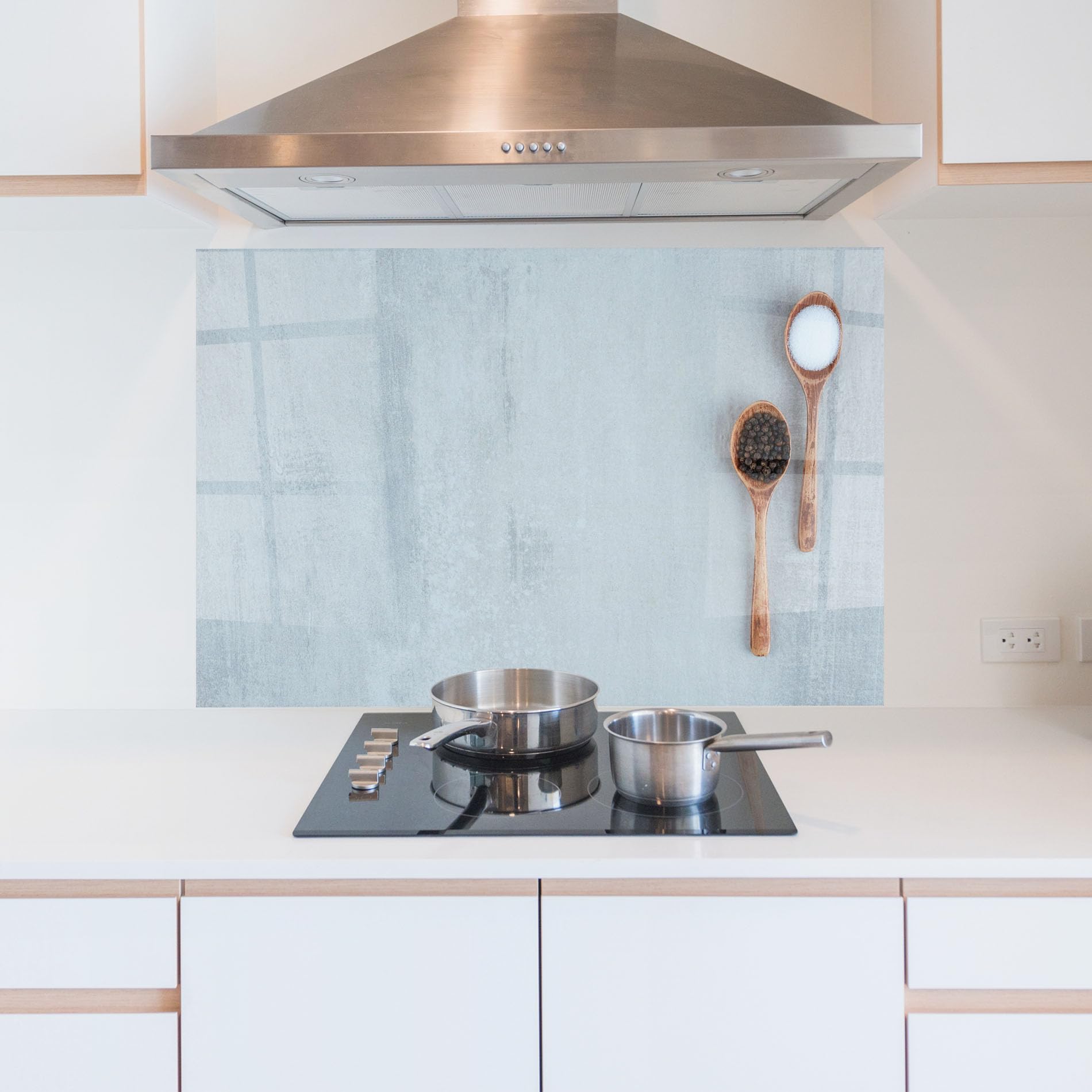 ARTHUB® Crédence de Cuisine en Verre 60x60 cm, Cooking Spoons | Protection Contre Les éclaboussures, Revêtement Mural en Carreaux, Plaque en Verre, Verre trempé, Aliments, Épices