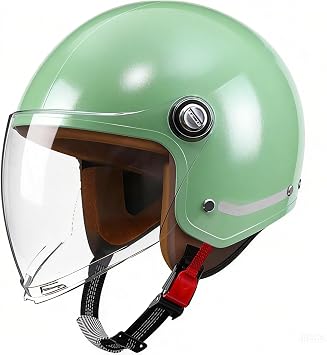 Retro 3/4 Motorcycle Half Helmets with Visor,DOT Approved Vintage Scooter Dirt-Bike Go-Kart Moped Electric Bicycle Light Quick Buckle Open Face ATV Helmet for Adults Men Women