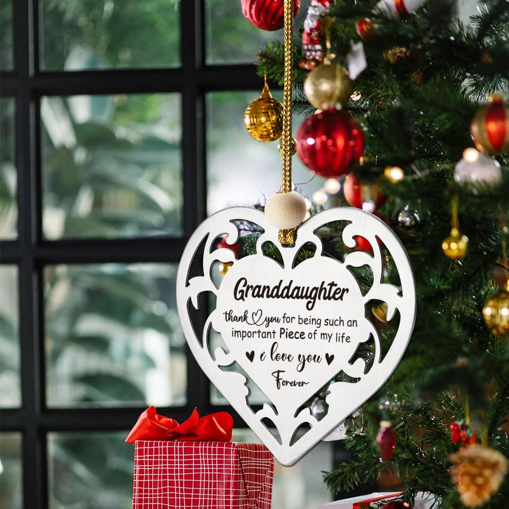 Thank You Granddaughter Gifts from Grandma Grandpa, Birthday Appreciation Ornament Gifts for Granddaughter, Christmas Graduation Present for Kids from Nana Hanging Ornaments-AXGP23 - Image 6