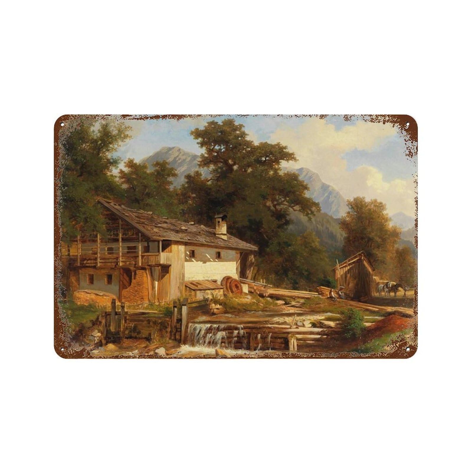 xiaoxiaoshen Landscape Vintage Country Painting Wall Decor Art Metal Tin Poster Modern Home Decor Art Home Bar Shop Decorations Vintage Sign 20x30cm