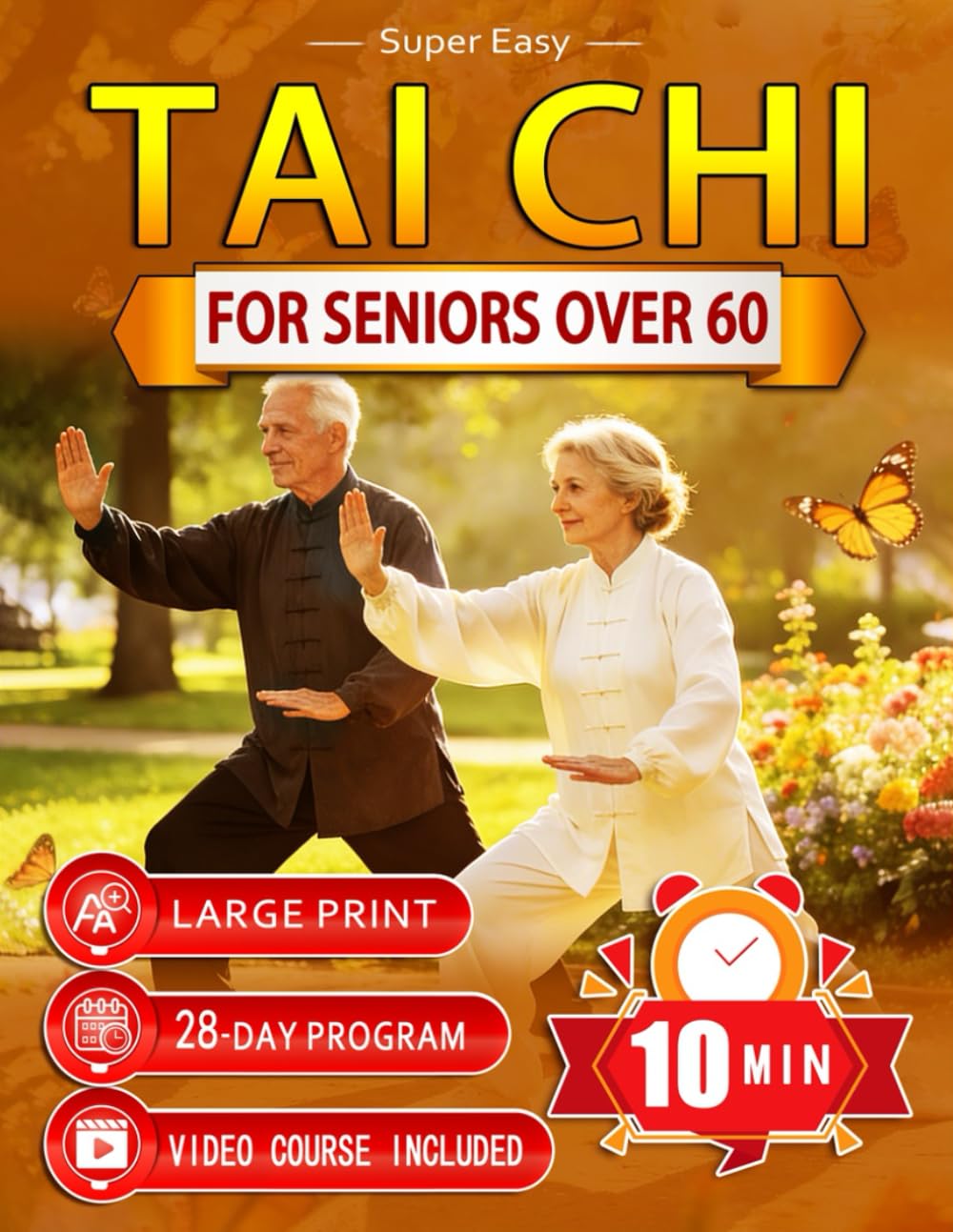 Super Easy Tai Chi for Seniors Over 60: Step-by-Step 10-Minute Exercises for Balance, Fall Prevention, Mobility With Illustrations | Large Print + Video Guide | A 28-Day Program