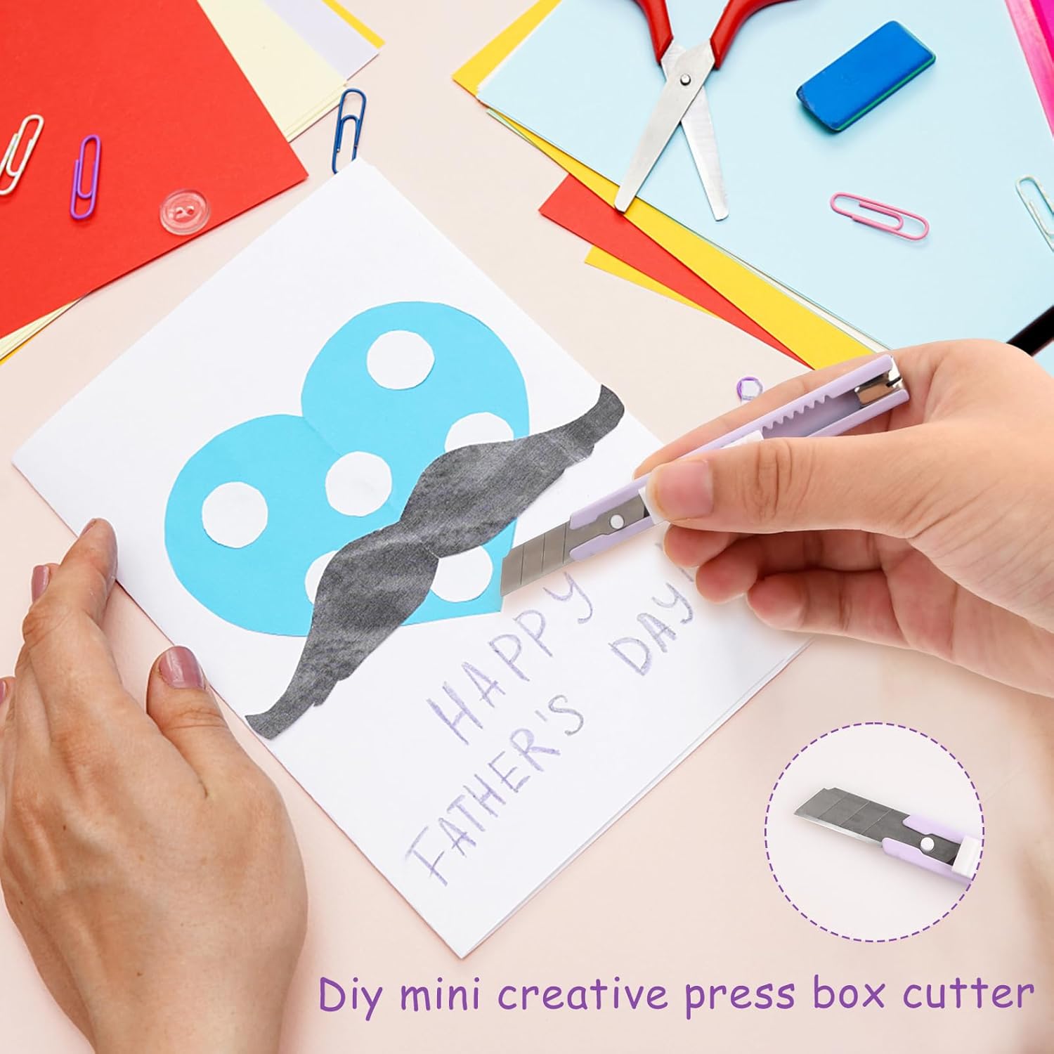 Small Utility Knife, Pack of 5 Mini Cutter Knives, Cutter Knife Set, Retractable Letter Opener, Compact, Exquisite Box Cutter for Unpacking and Opening Letters, Box or Packaging