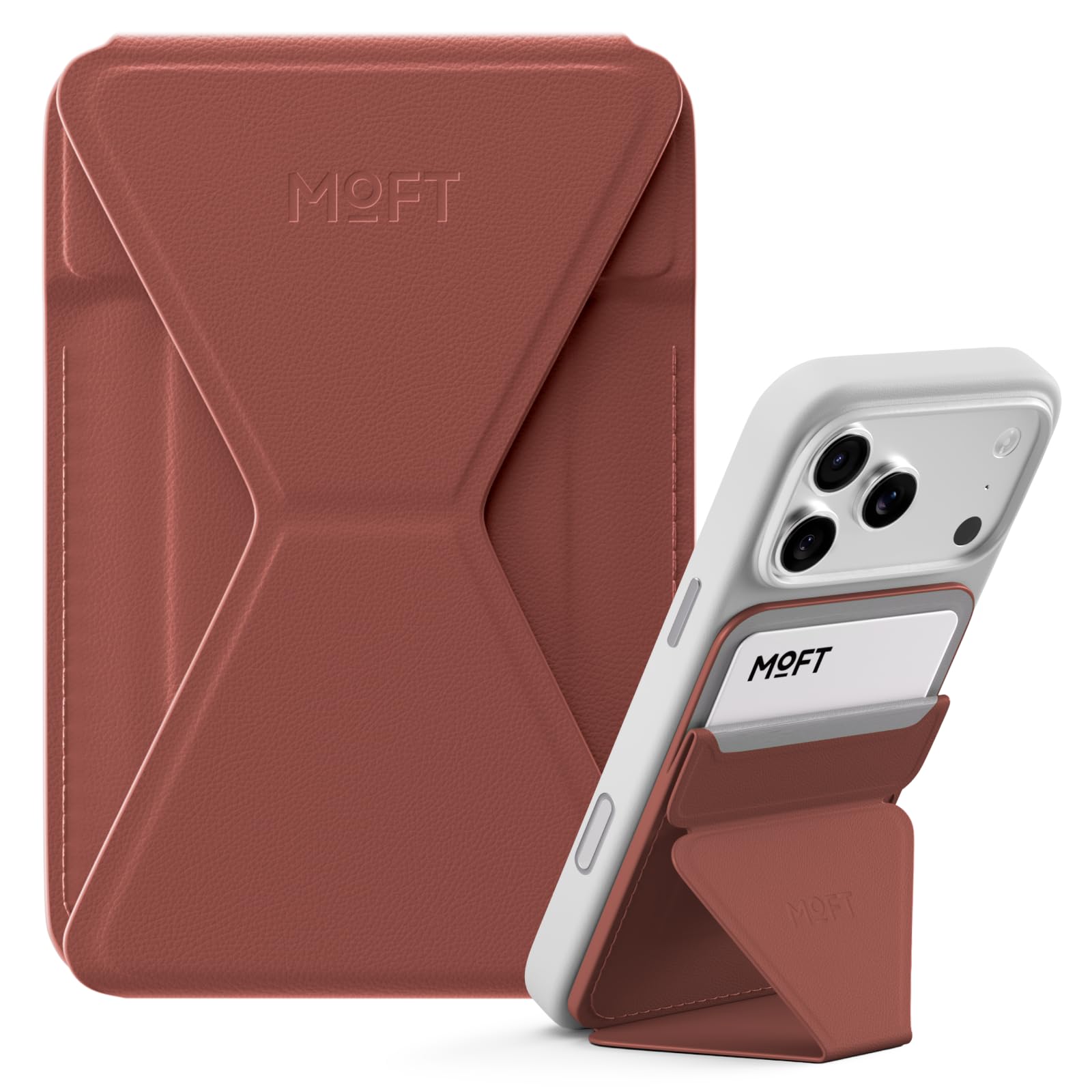 MOFT Magnetic Wallet Stand Compatible with iPhone 16/15/14/13/12 Series, Angle Adjustment & MOVAS Phone Stand,Light Sienna Brown-image-30