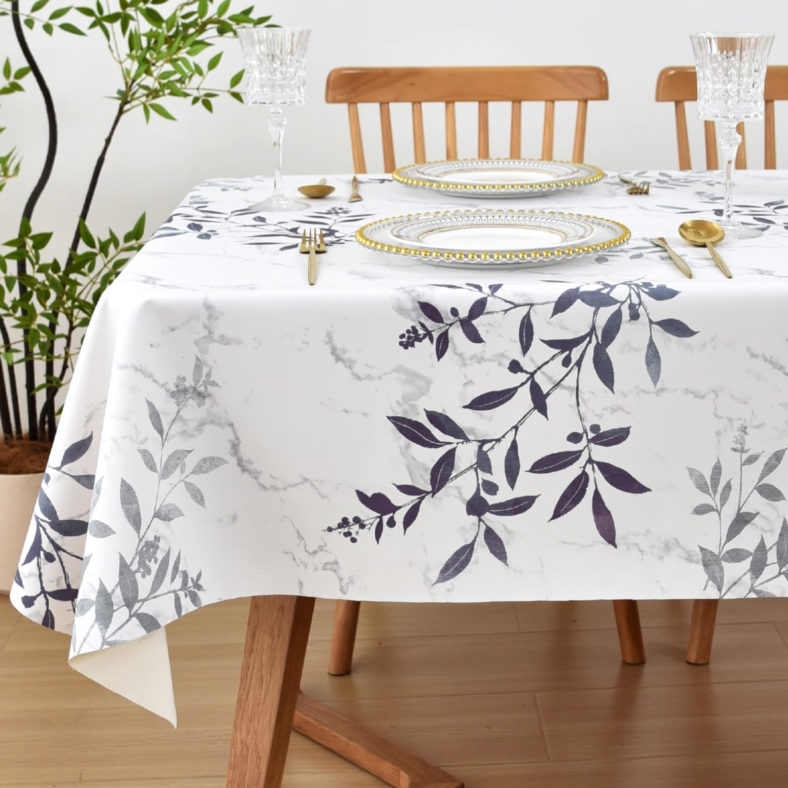 Yofori PVC Table Cloth, Leaves, 137x137cm, Square