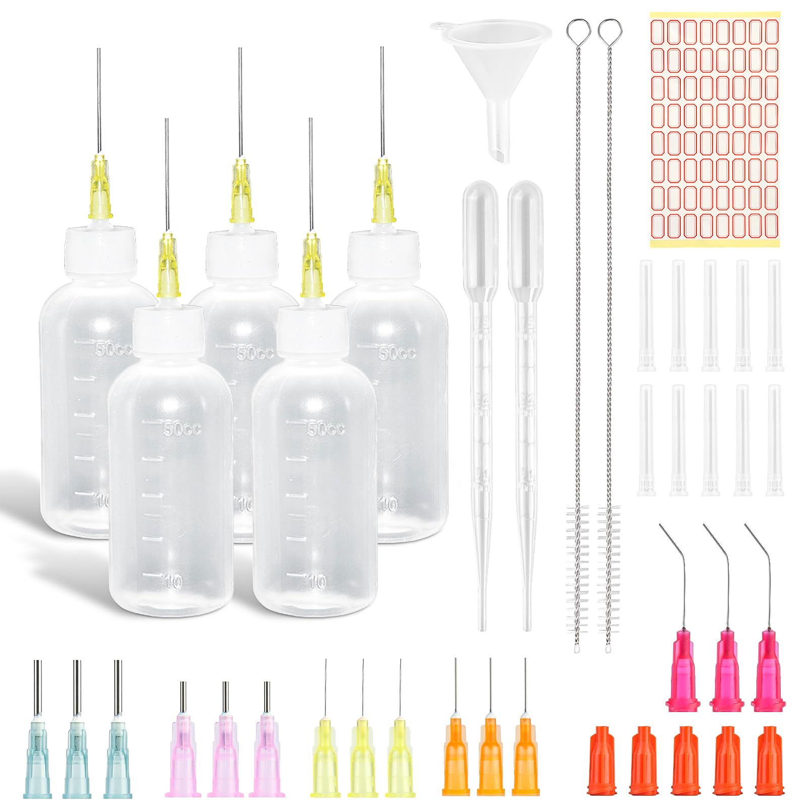 6 Botellas Con Punta De Aguja De Precisión 10 Ml - Para Pegamento, Aceites, Tintes; Aplicador Controlado, Tapa De Silicona