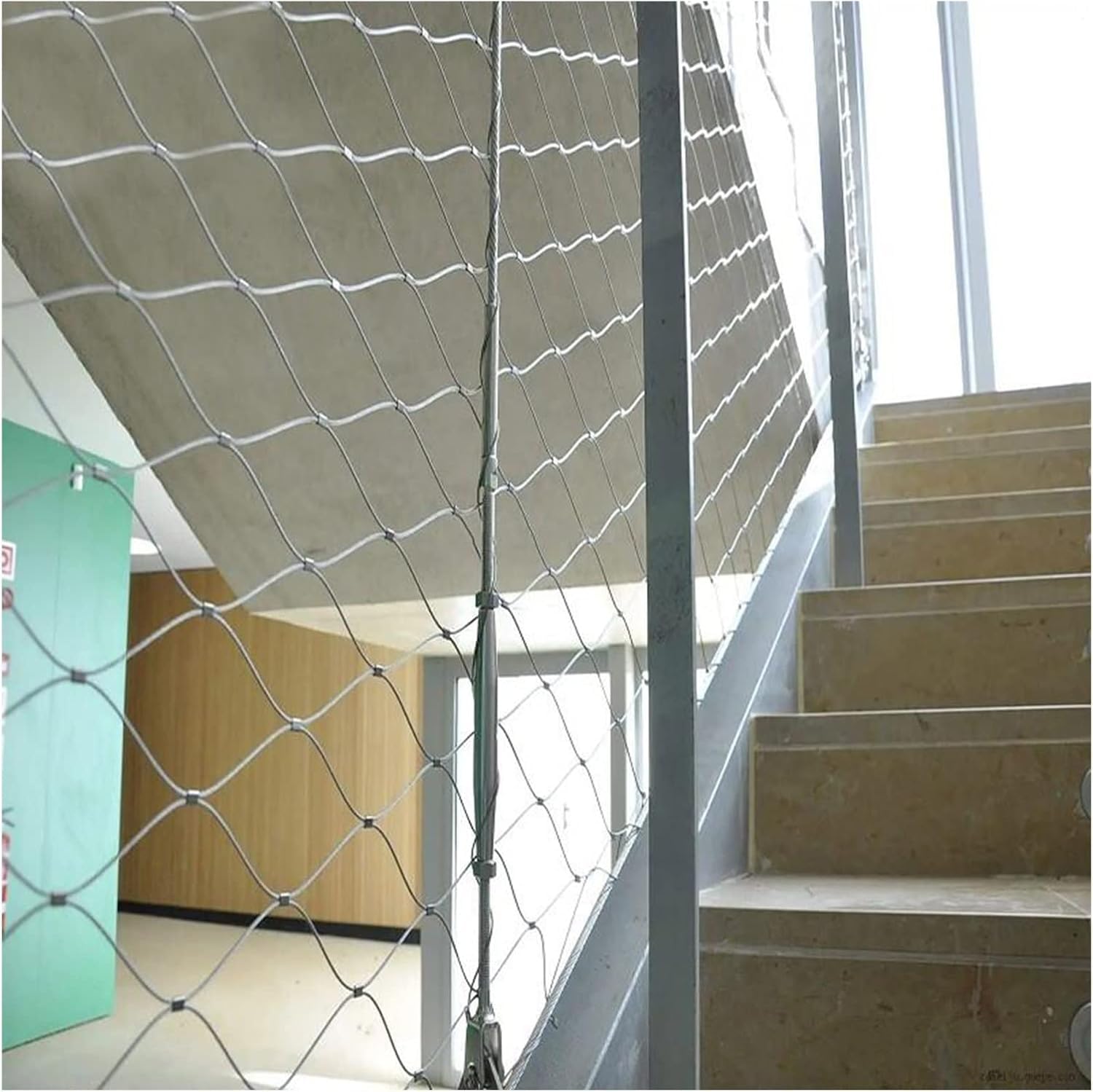 Hynjgih Silver-10Cm Stainless Steel Rope Wire Mesh Stainless Steel Wire Mesh, Flexible Cable Wire Rope X-Type Mesh, Stretchable Balustrade Infill Mesh For Cage Stair For Zoo Cage Fence, Balcony, Stair(
