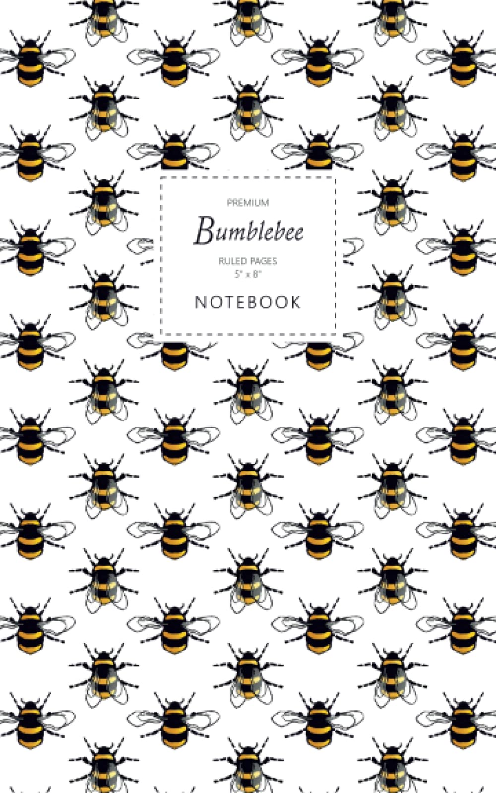 Bumblebee Notebook - Ruled Pages - 5x8 - Premium: (White Edition) Fun notebook 96 ruled/lined pages (5x8 inches / 12.7x20.3cm / Junior Legal Pad / Nearly A5)