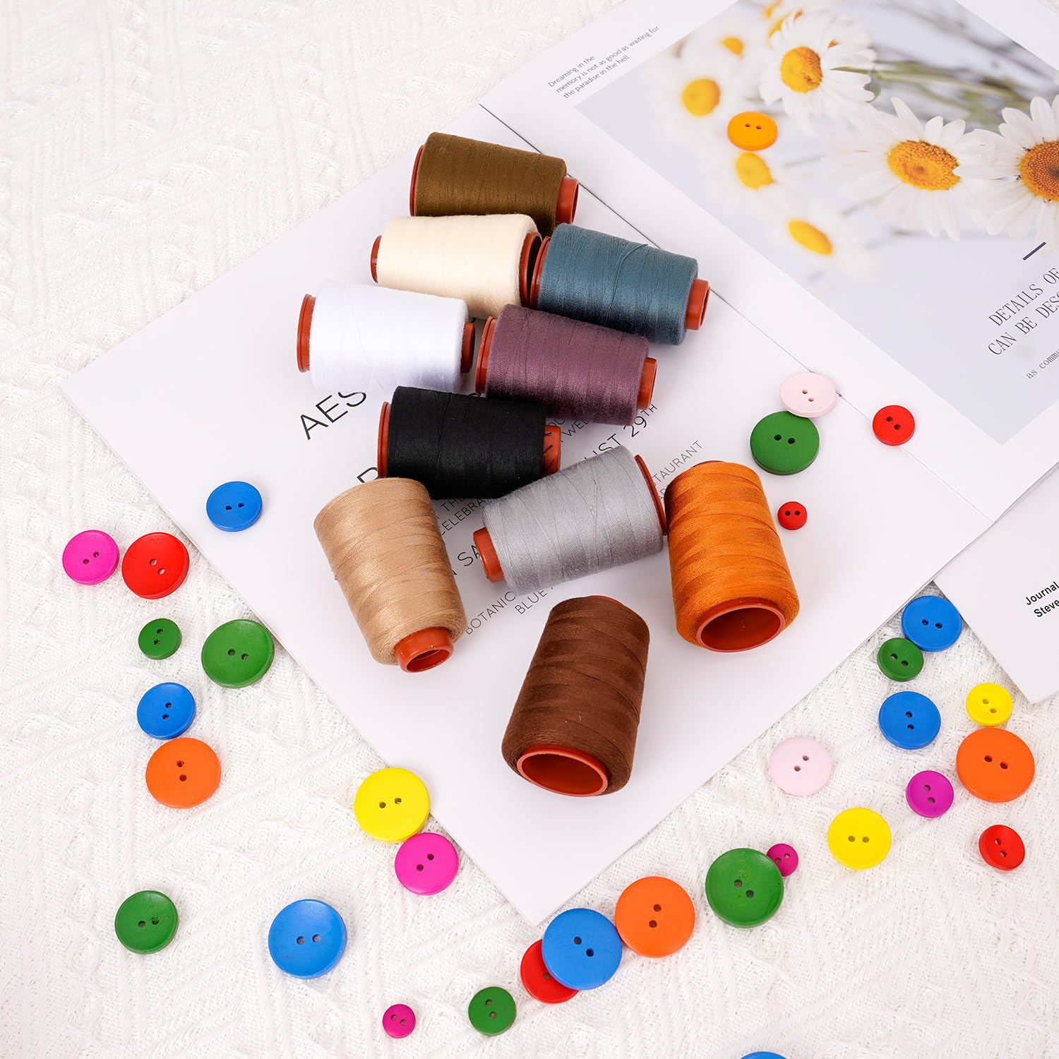 Sewing Thread Set, All Purpose Sewing Thread 40wt, 10 Spools Assorted Colors Each 800 Yards of Polyester Threads for Sewing Machine, Hand Stitching, Quilting, Serger (Dark Color Series)