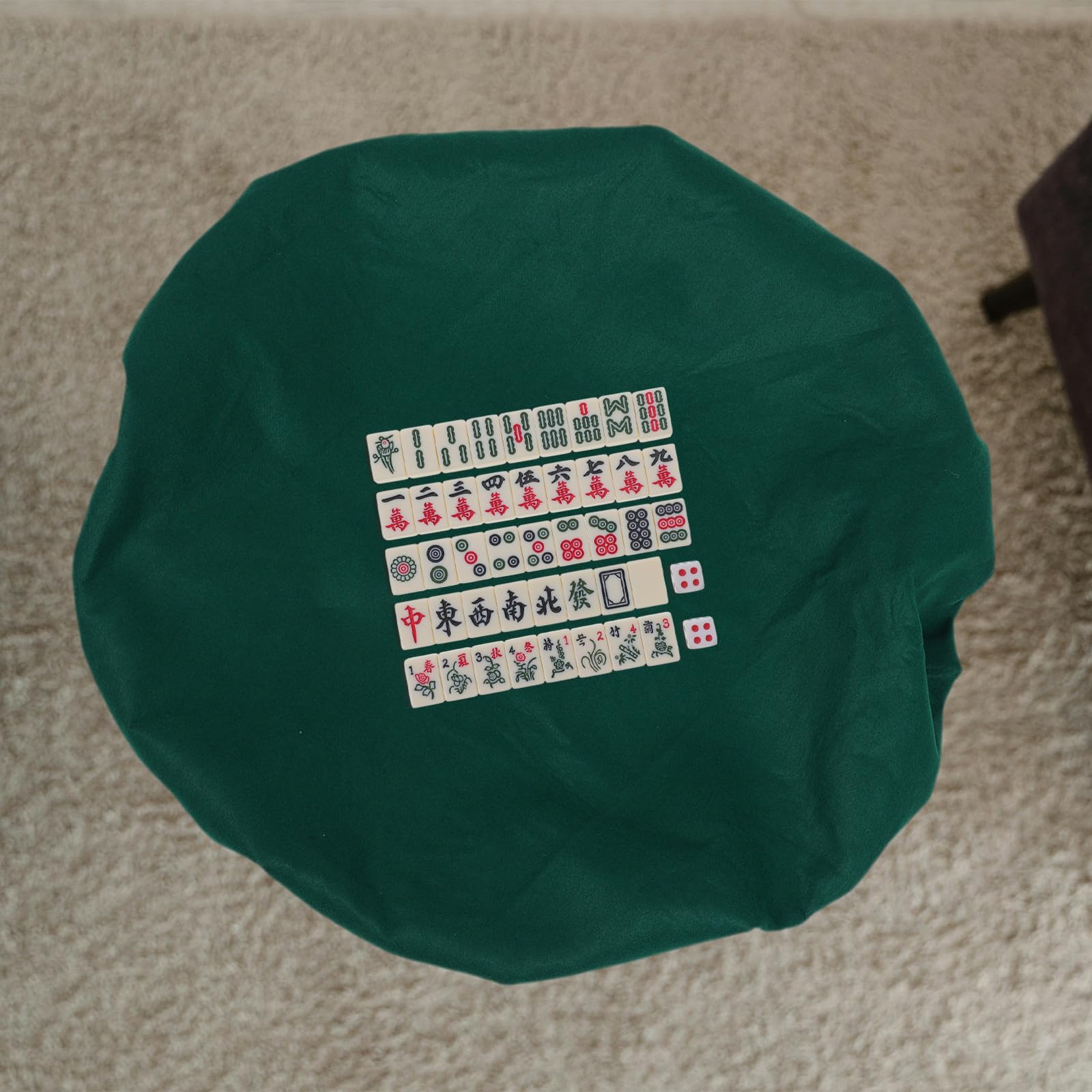 Tapete de Juego de Póquer y Mahjong de Fieltro Verde Antideslizante Reducción de Ruido, Diseño Redondo y Engrosado para Mesa de Juego