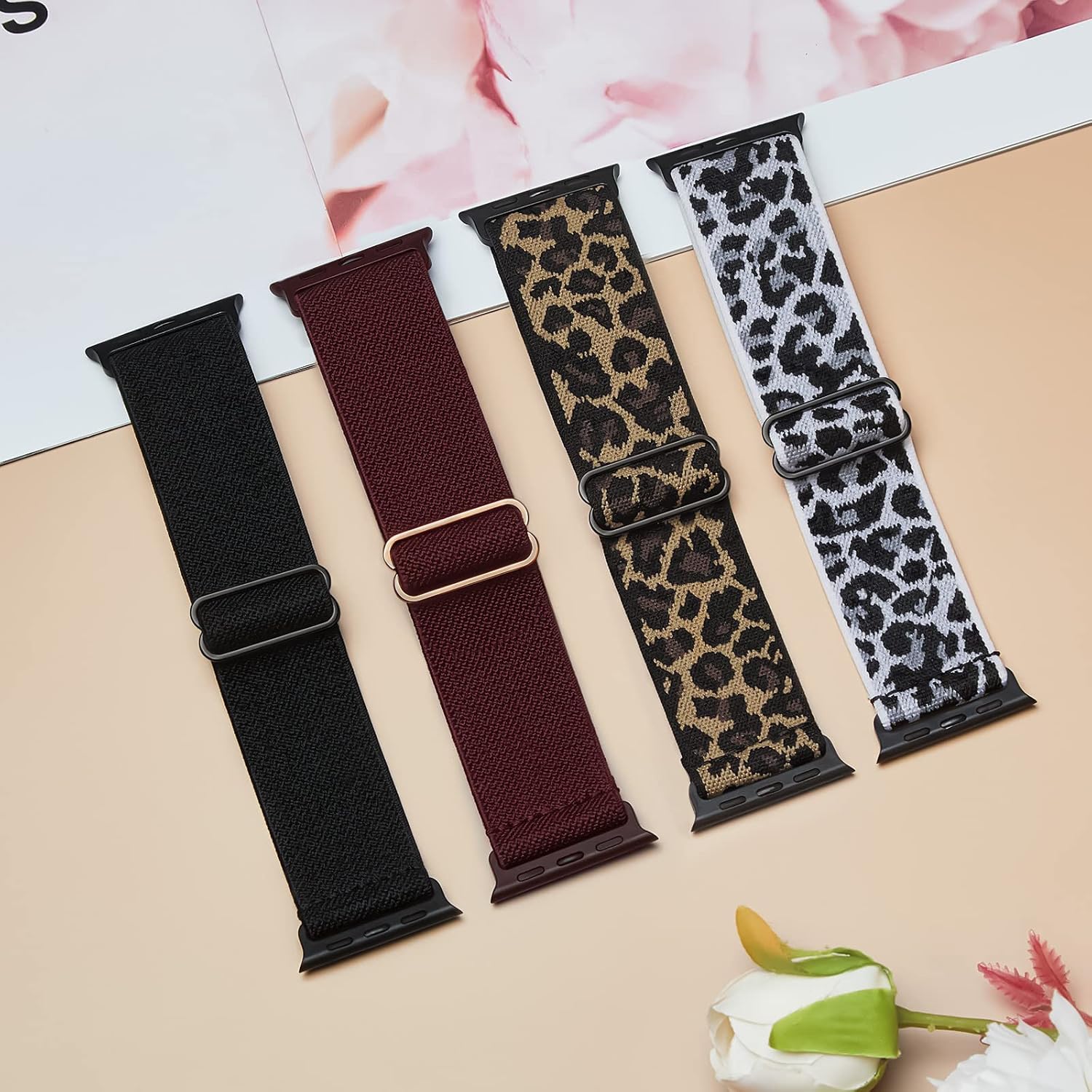 Stretchy Nylon Solo Loop Compatible with Apple Watch Band 38mm 40mm 41mm 42mm 44mm 45mm 49mm Series 8/7/6/5/4/3/2/1/SE/Ultra