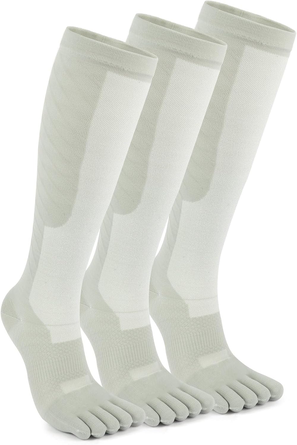 Compression Toe Socks for Men and Women 15-20mmHg, 3 Pairs, Knee High Five Finger Stockings