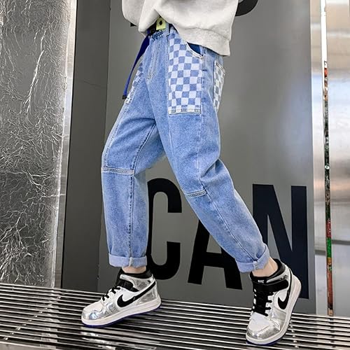 Miniatura 4 de Rolanko Pantalones vaqueros holgados elásticos de ajuste recto elástico pantalones de mezclilla sueltos ropa para niños de 4 a 14 años