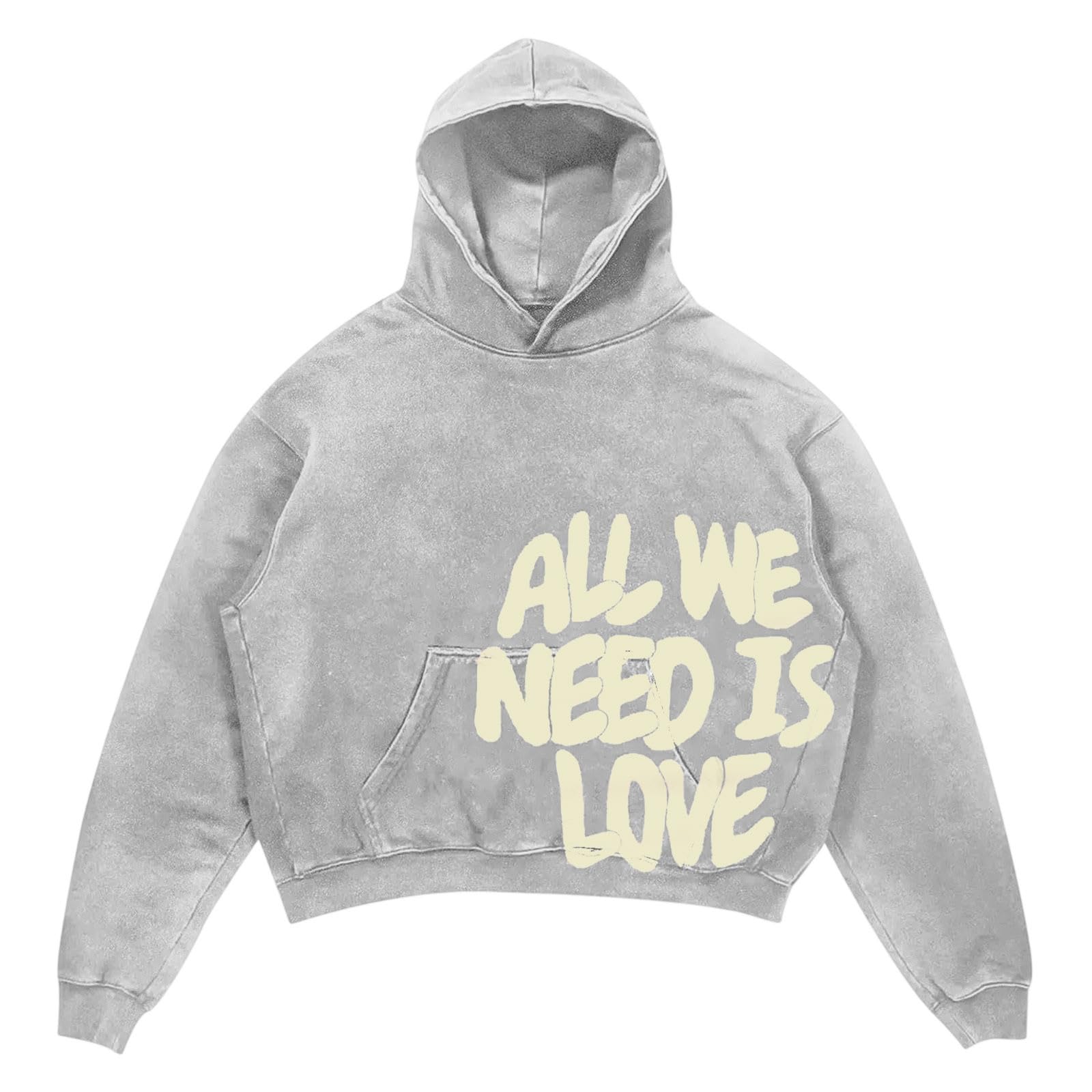 Generisch Felpa con cappuccio oversize da uomo con stampa di lettere hip-hop, casual, in morbido misto cotone, ideale per streetwear e tempo libero
