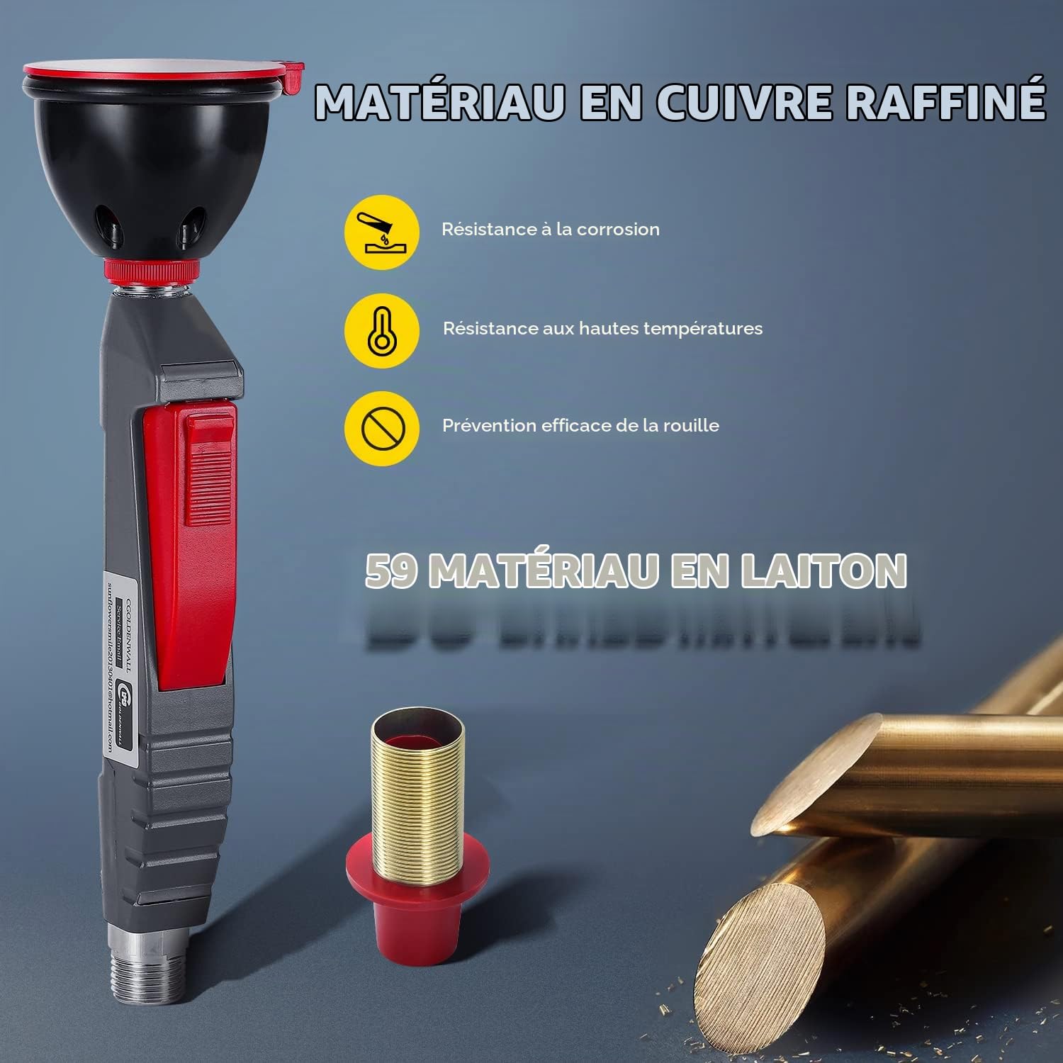 CGOLDENWALL Douche Oculaire Portable, Cuivre Épais Plaqué & Tuyau Inox 1.5m | Lave-Yeux d'Urgence Portable Manuelle Monotête, Double Filtration & Spray Instantané, Premiers Soins Labo & Industrie