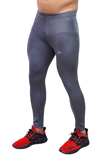 Men's Skinny Fit Polyester Blend Performance Training Tights (VR-5502-CT_Grey)