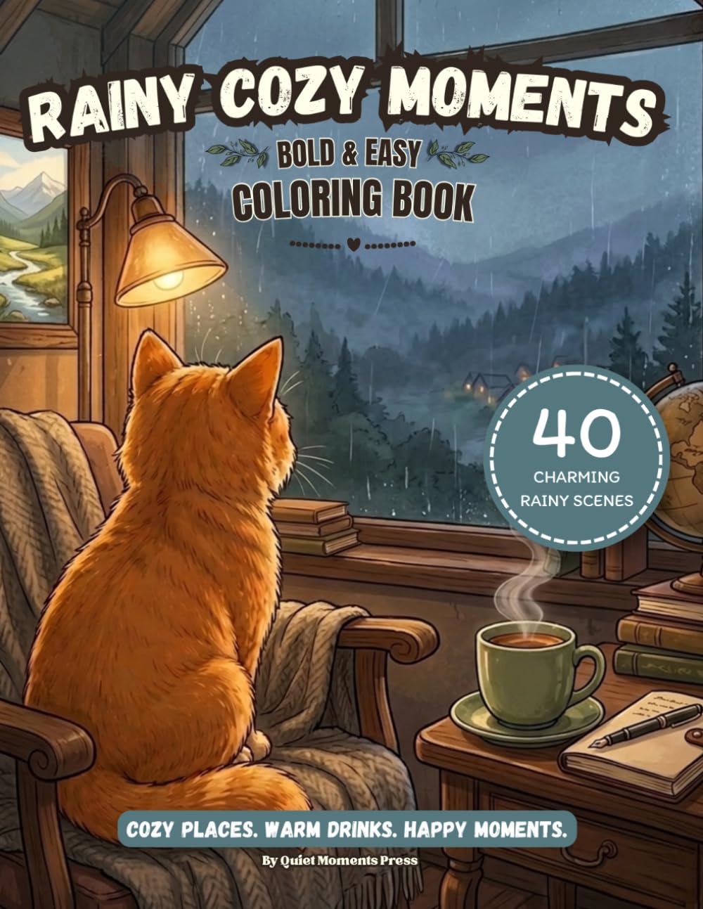 RAINY COZY MOMENTS: A Bold And Easy Coloring Book for Adults