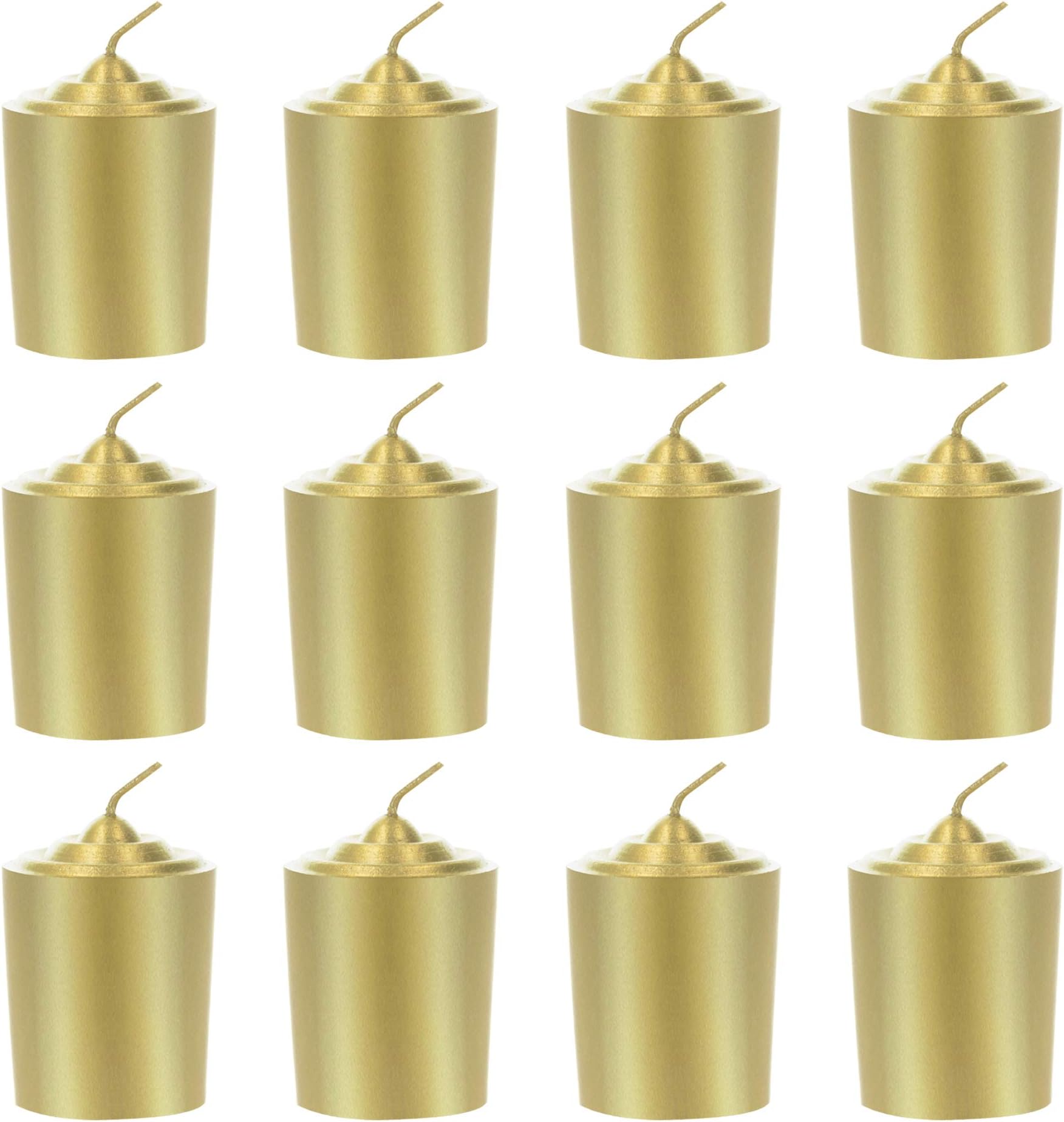 Mega Candles 12 pcs Unscented Gold Votive Candle, Hand Poured Wax Candles 15 Hours 1.5 Inch x 2.25 Inch, Home Décor, Wedding Receptions, Baby Showers, Birthdays, Celebrations, Party Favors & More