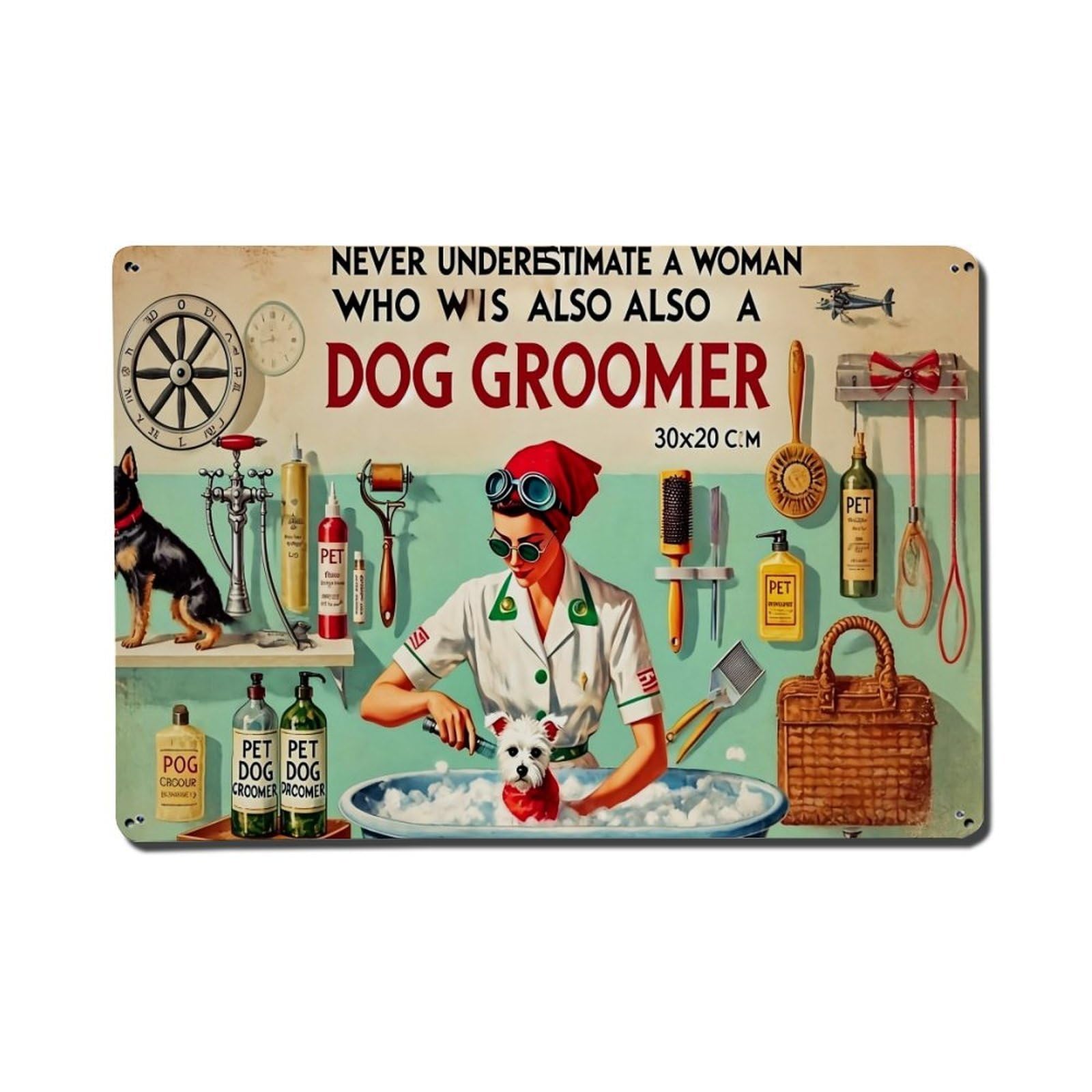 Jdfenggu Vintage Never Underestimate A Woman Retro Metal Tin Sign, Metal Poster For Bar, Home, Man Cave, Kitchen, Laundry Room Art Decor 8X12 Inch