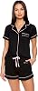 bebe Short Sleeve Button Up Pajama Set for Women, PJ Set for Women, Cute Pajama Shorts Lounge Set