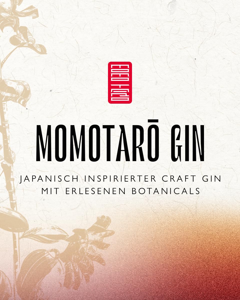 Momotarō Gin mit japanischen Botanicals: Momo-Pfirsich, Yuzu, Sakura, Sencha, 42% vol. (1 x 0.5 l) Vegan - Ideal als Geschenk!