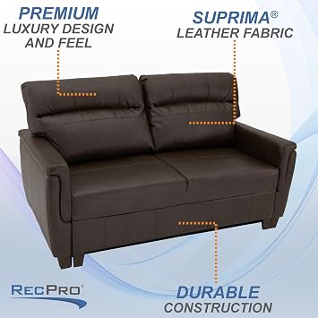RecPro RV Trifold 66 RV Sofa Bed RV Loveseat (Chestnut)