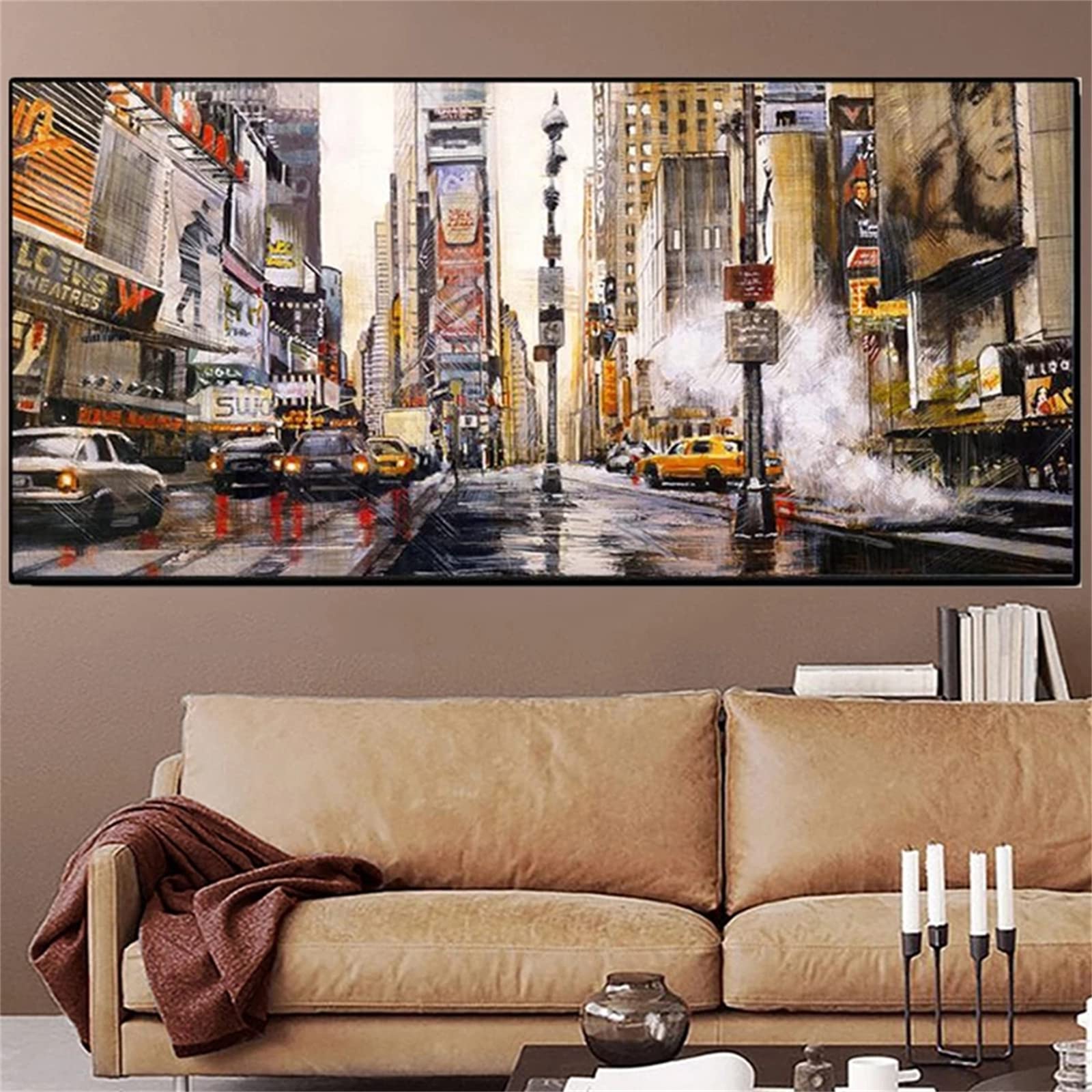 DIY zestawy do malowania diamentami 5D, pełne wiertło diamentowy obraz dla dorosłych i dzieci, kryształ górski haftowanie obrazy do dekoracji ścian domu - 70 x 140 cm / 27 x 55 cali (miejski widok uliczny)