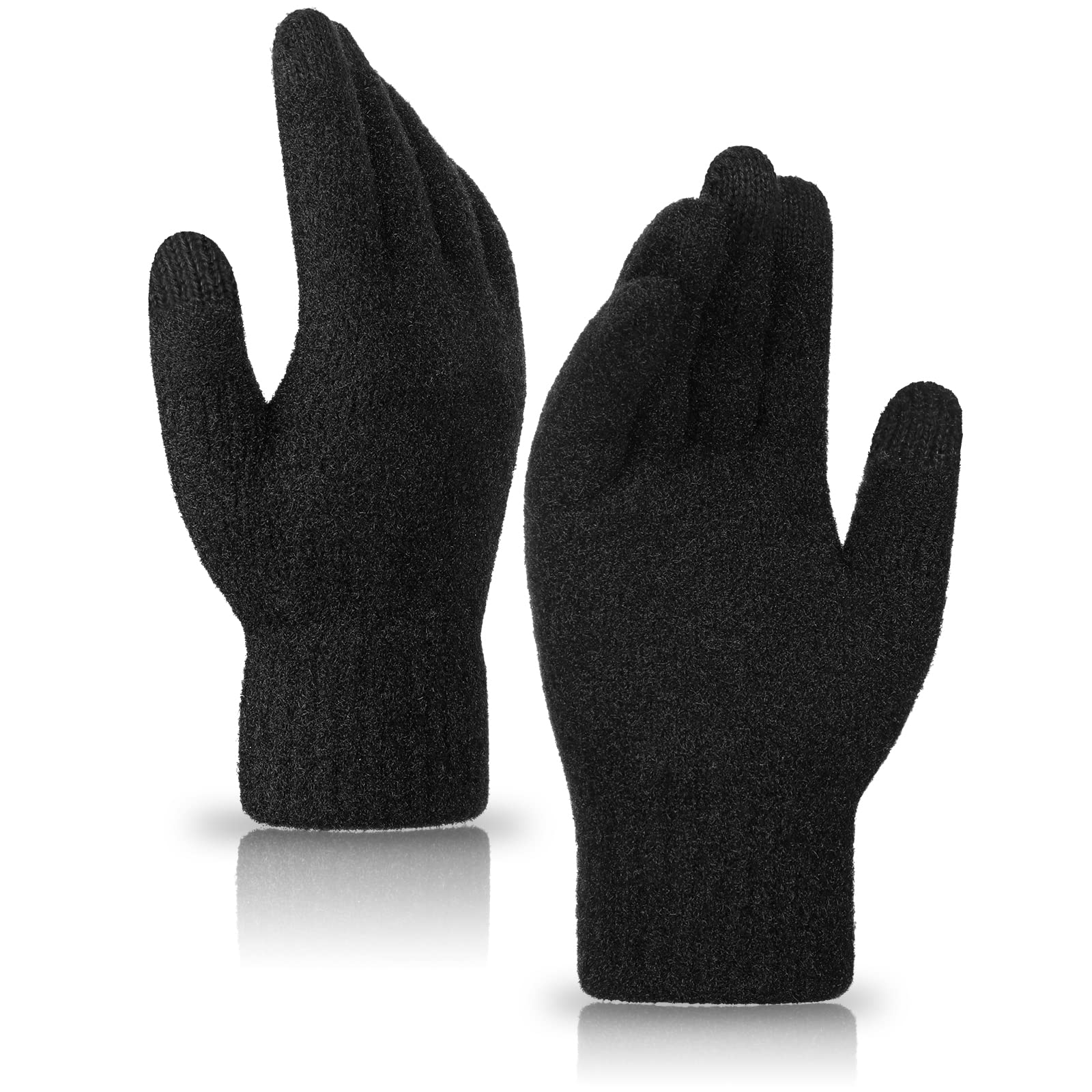 AchiouWinter Touchscreen Gloves Knit Warm Thick Thermal Soft Comfortable Wool Lining Elastic Cuff Texting for Women Men