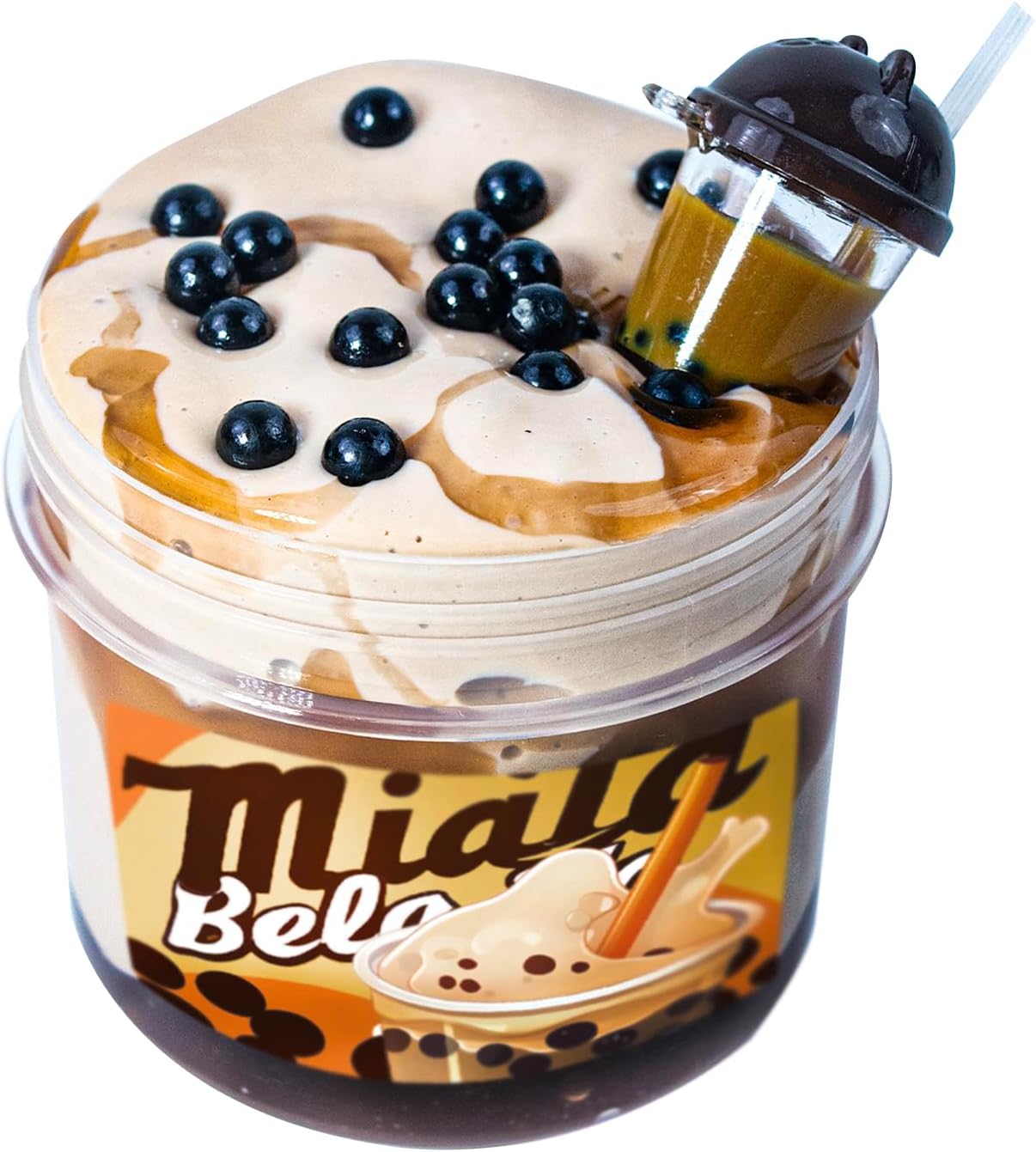 Tototang Bubble Tea Themed Slime - 7oz Thick & Glossy, Scented, Multi Color, Handmade, ASMR Slime for Girls