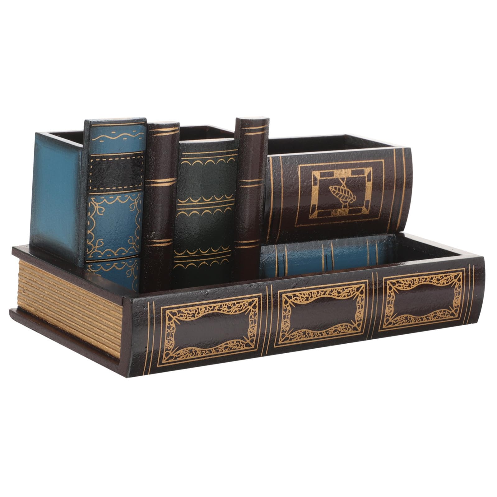 Portapenne Organizer da Scrivania in Pannello di Densità a Forma di Libro Design Creativo e Resistente Struttura Robusta per Decorazioni Scuola per Casa e Studio