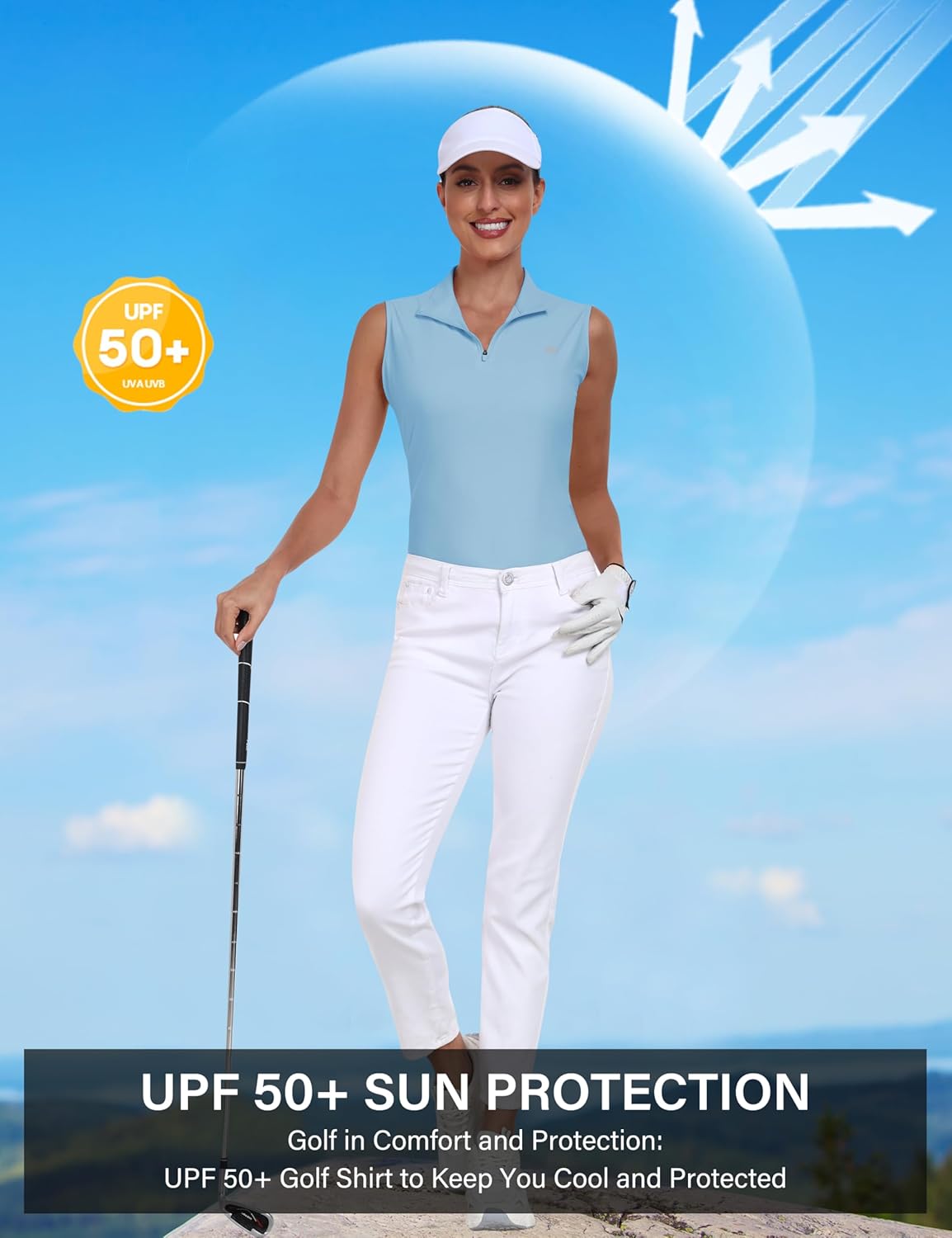 MoFiz Women's Sleeveless Golf Shirt Collared 1/4 Zip Tennis Tank Tops UPF 50+ Quick-Dry Lightweight Athletic Polo Shirt - Image 4