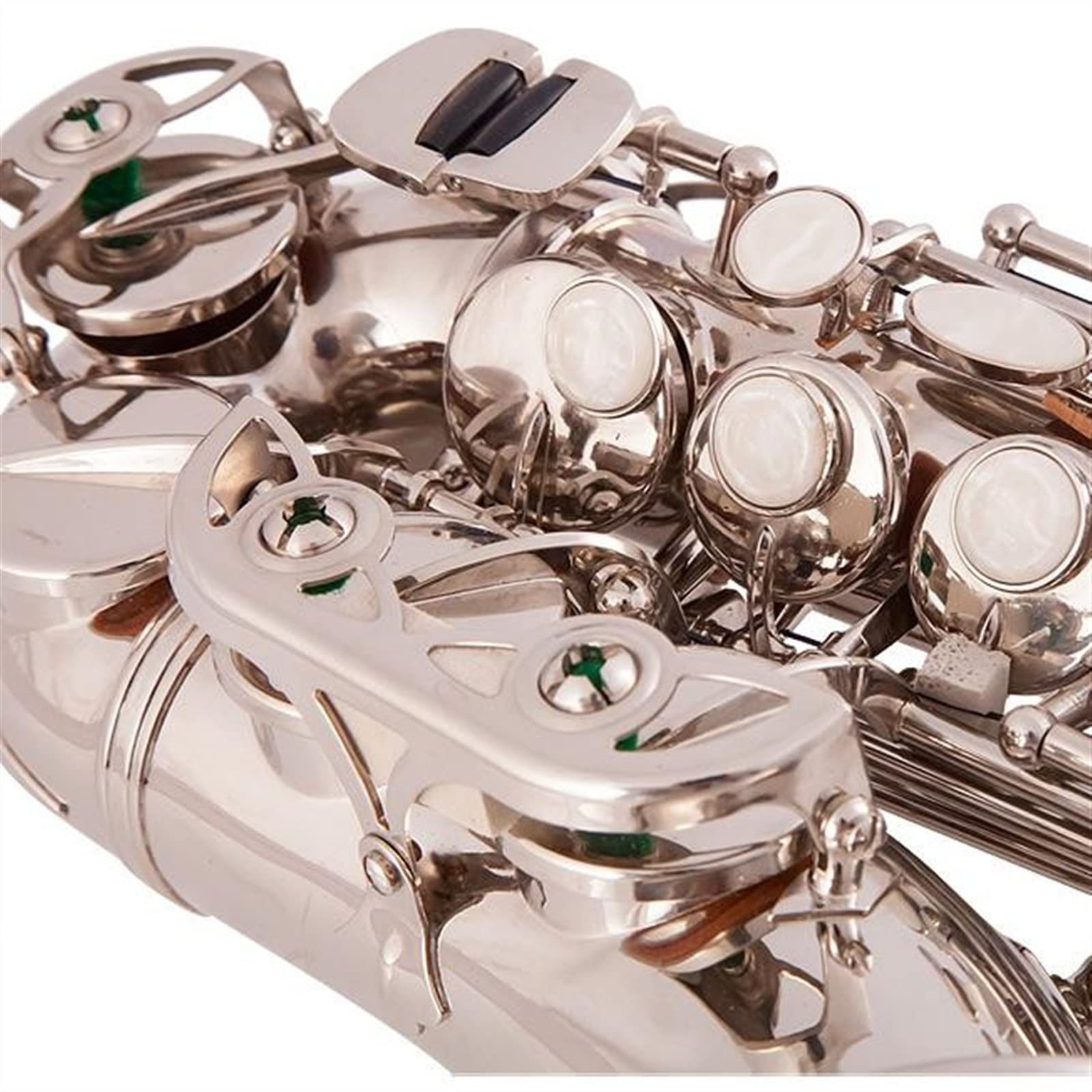 Saxofones Saxofón Curvo Profesional BB Saxofón B-Key Chapado En Cobre Blanco Plateado