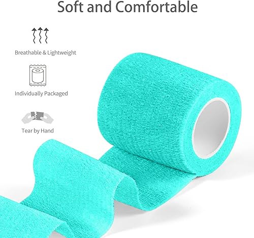 Miniatura 2 de Byatuty 14 vendajes autoadhesivos, envoltura de veterinario autoadhesiva para perros, cinta elástica cohesiva para dedos, muñeca, esguinces de